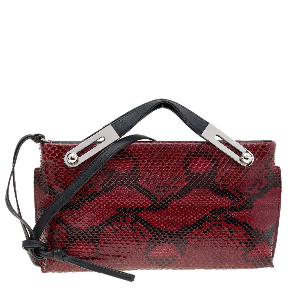 Pre Owned Loewe Black/Red Leather and Python Missy Crossbody Bag