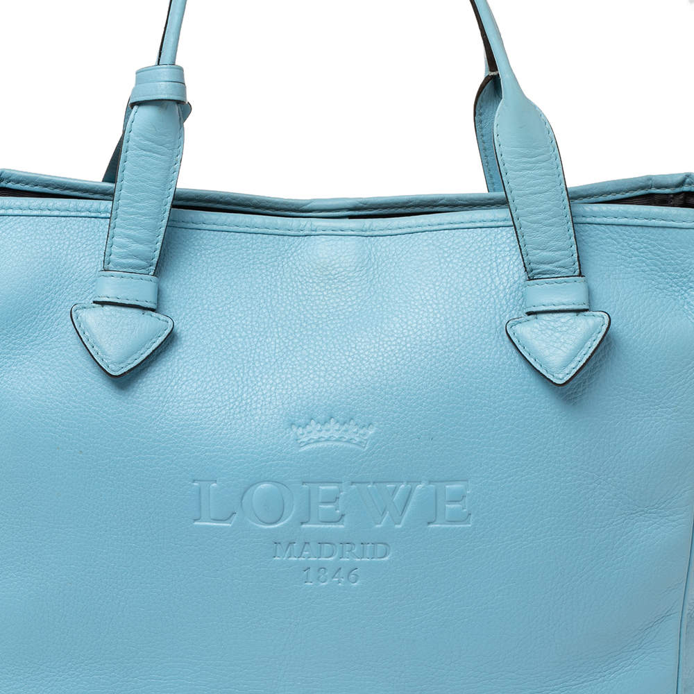 LOEWE heritage tote bag handbag blue all leather 3