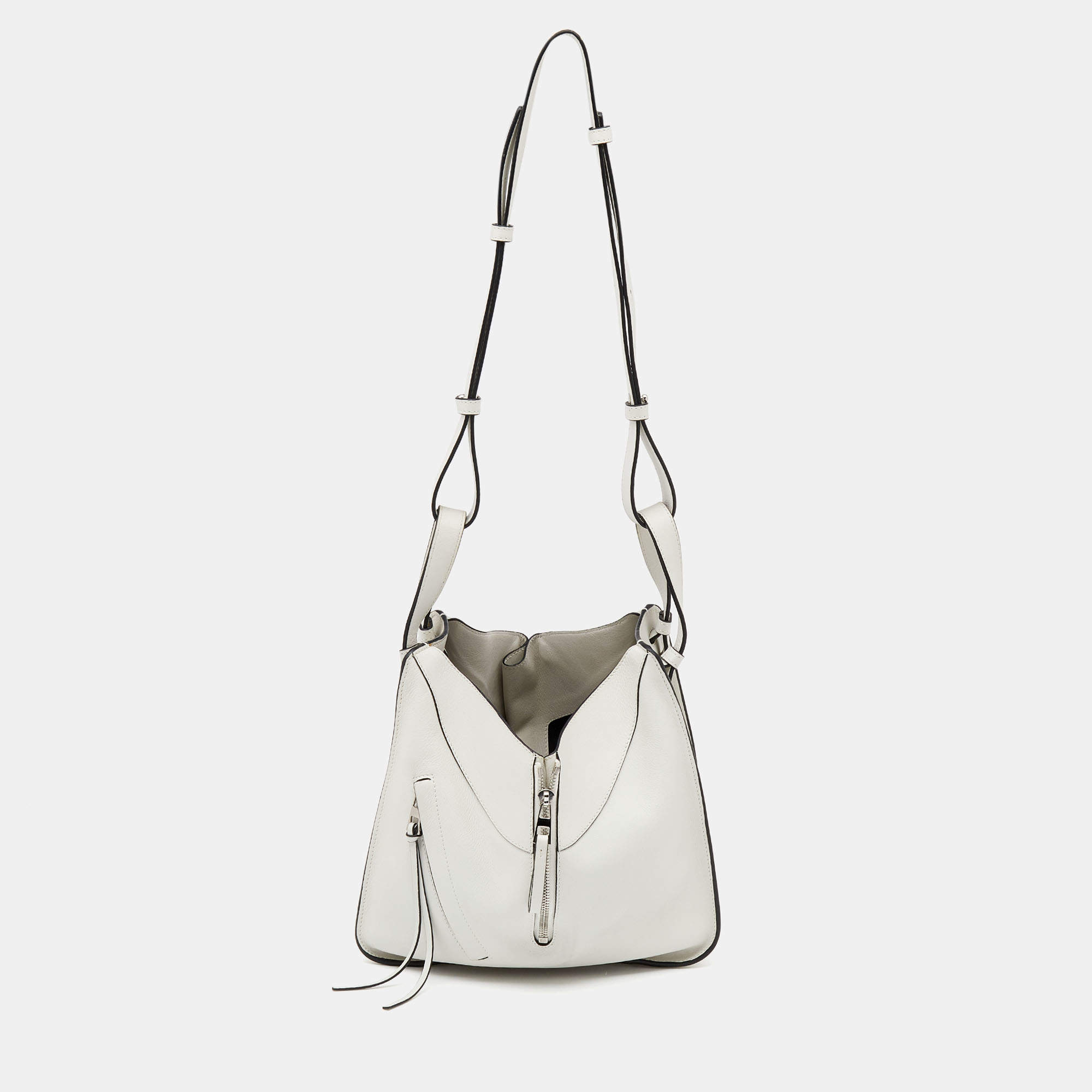 Pre Owned حقيبة كتف لويفي هاموك جلد بيضاء صغيرة