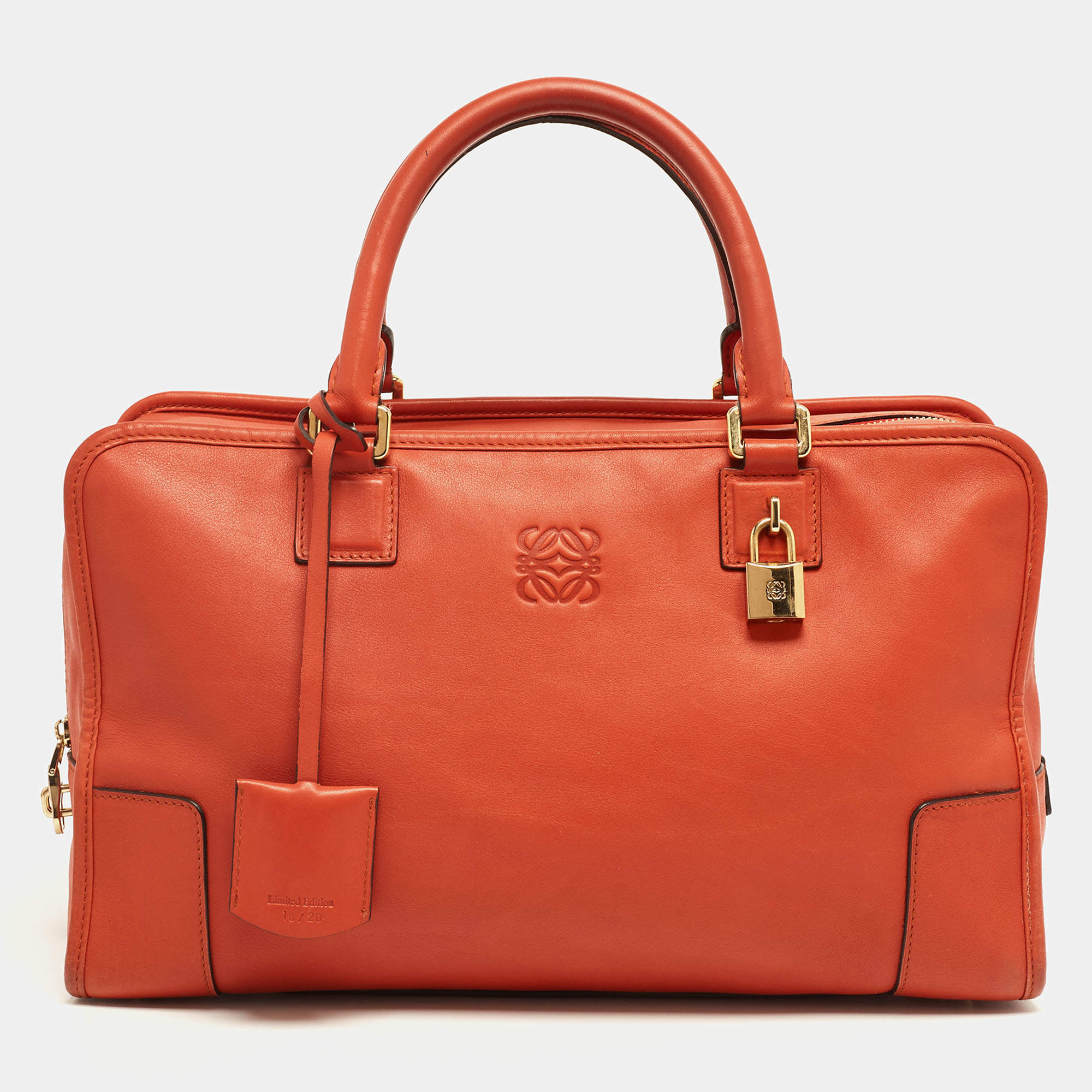 Pre Owned Loewe Orange Leather Amazona Satchel