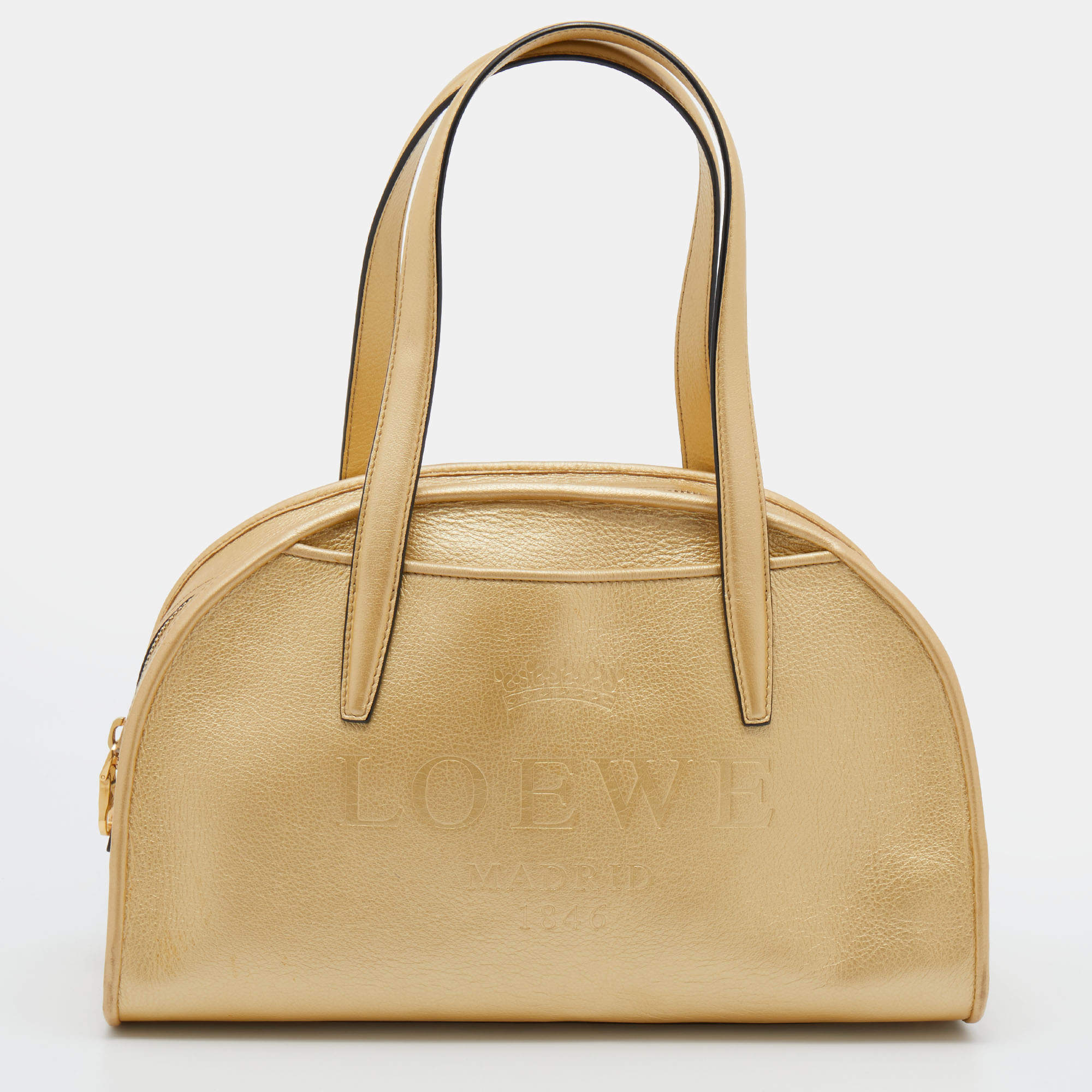 Pre Owned Loewe Metallic Gold Leather Satchel