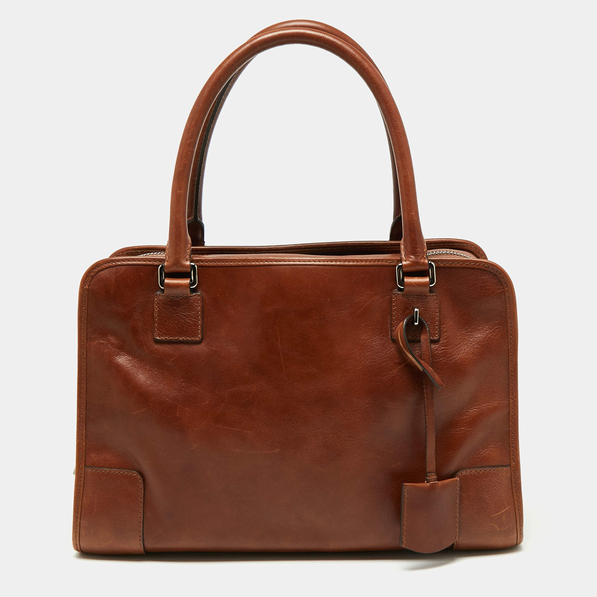 Pre Owned Loewe Brown Leather Amazona Satchel