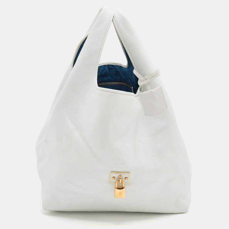 Loewe White Leather Calle Hobo