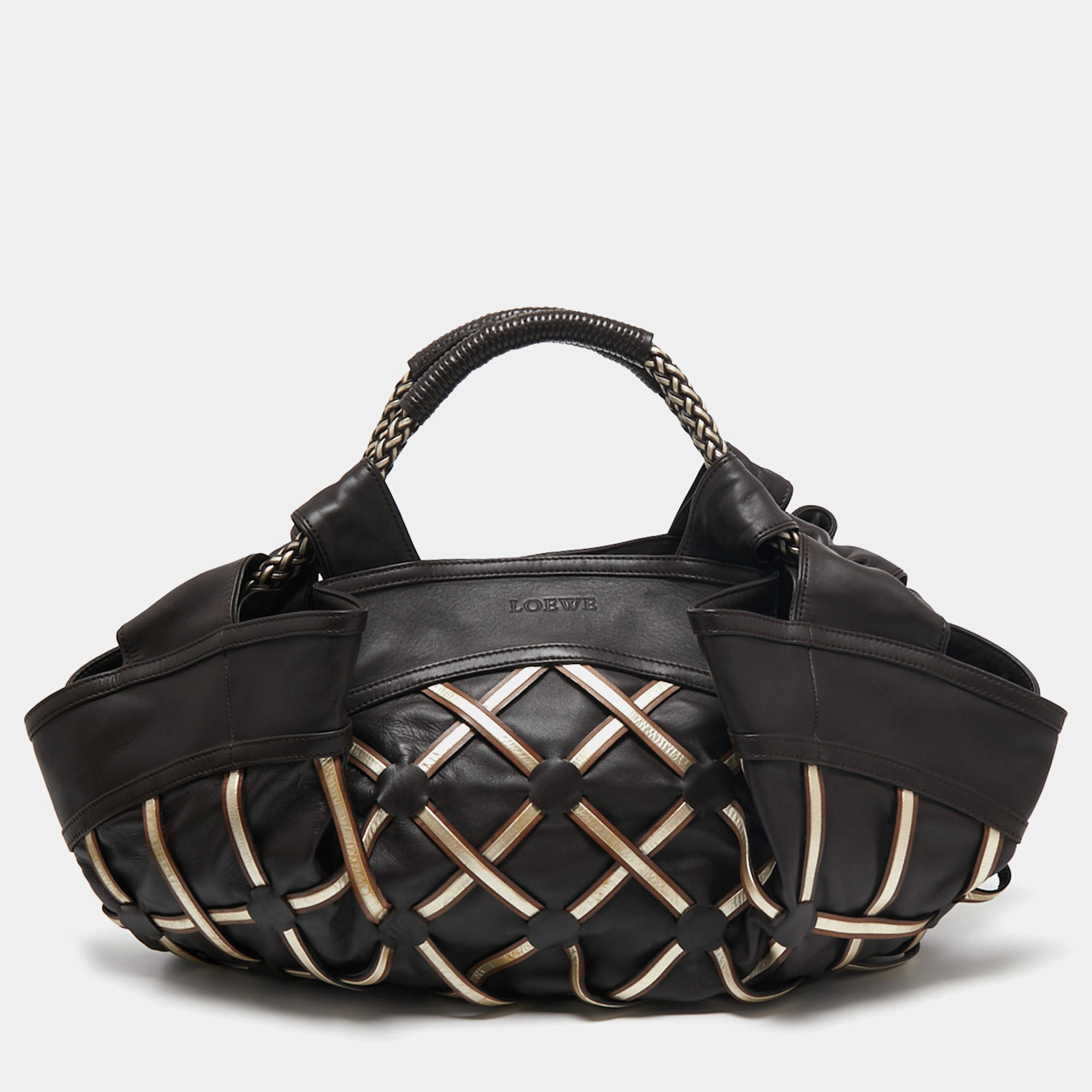 Loewe Brown Leather Mesh Limited Edition Satchel Loewe The Luxury Closet