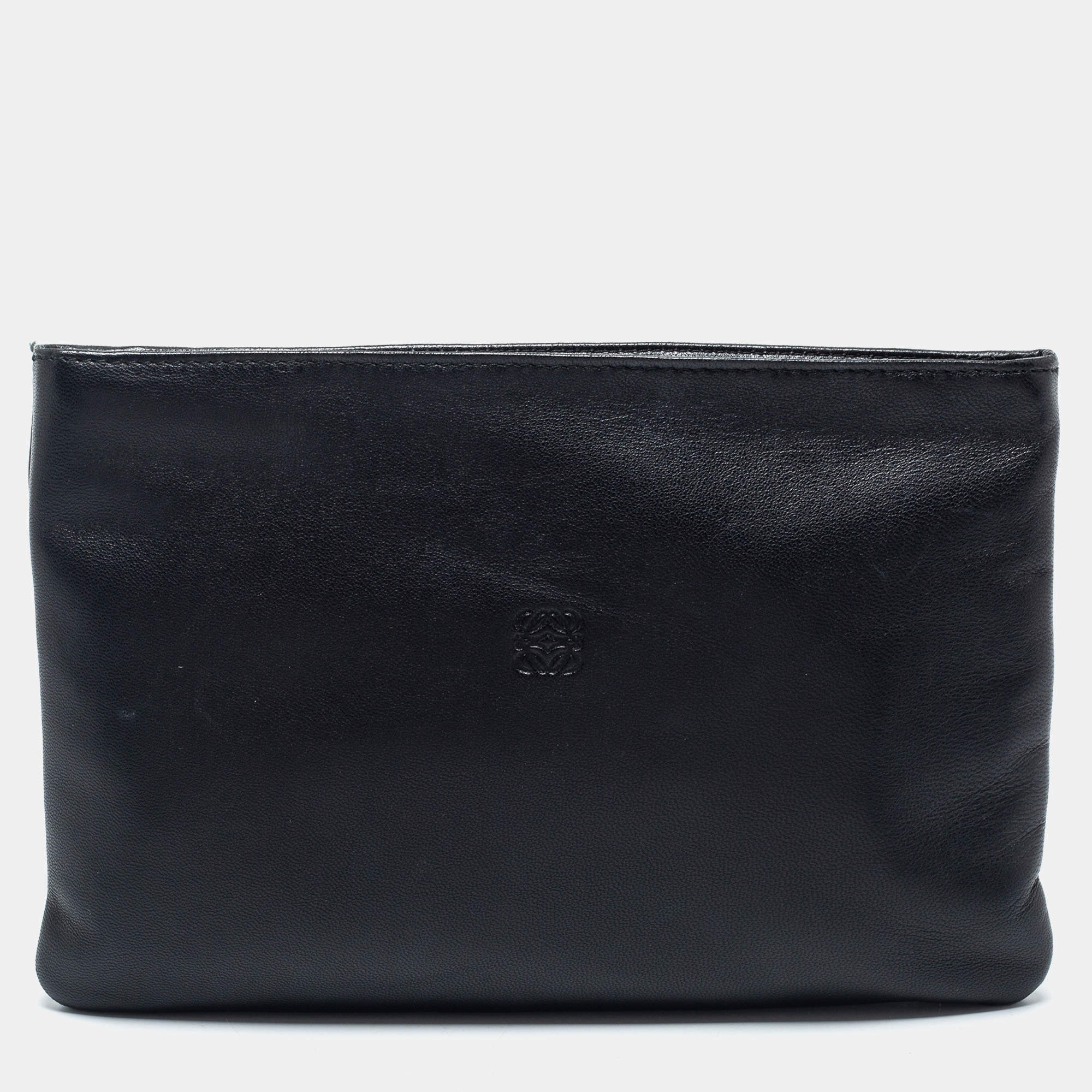 Pre Owned Loewe Black Leather Zip Pouch