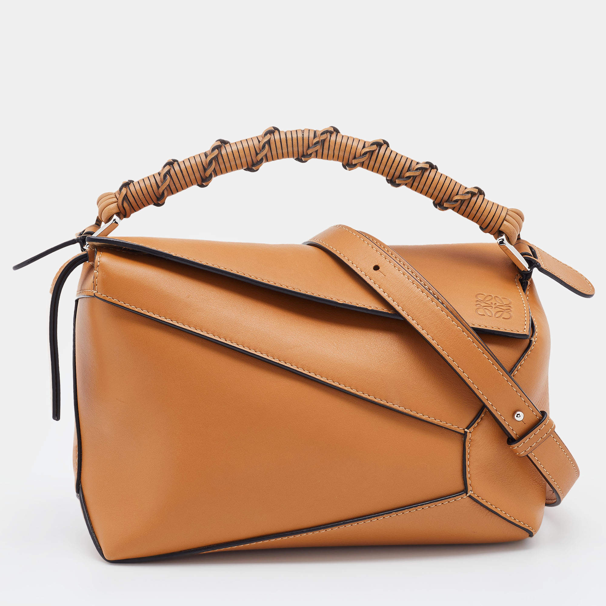 Pre Owned Loewe Brown Leather Small Puzzle Shoulder Bag