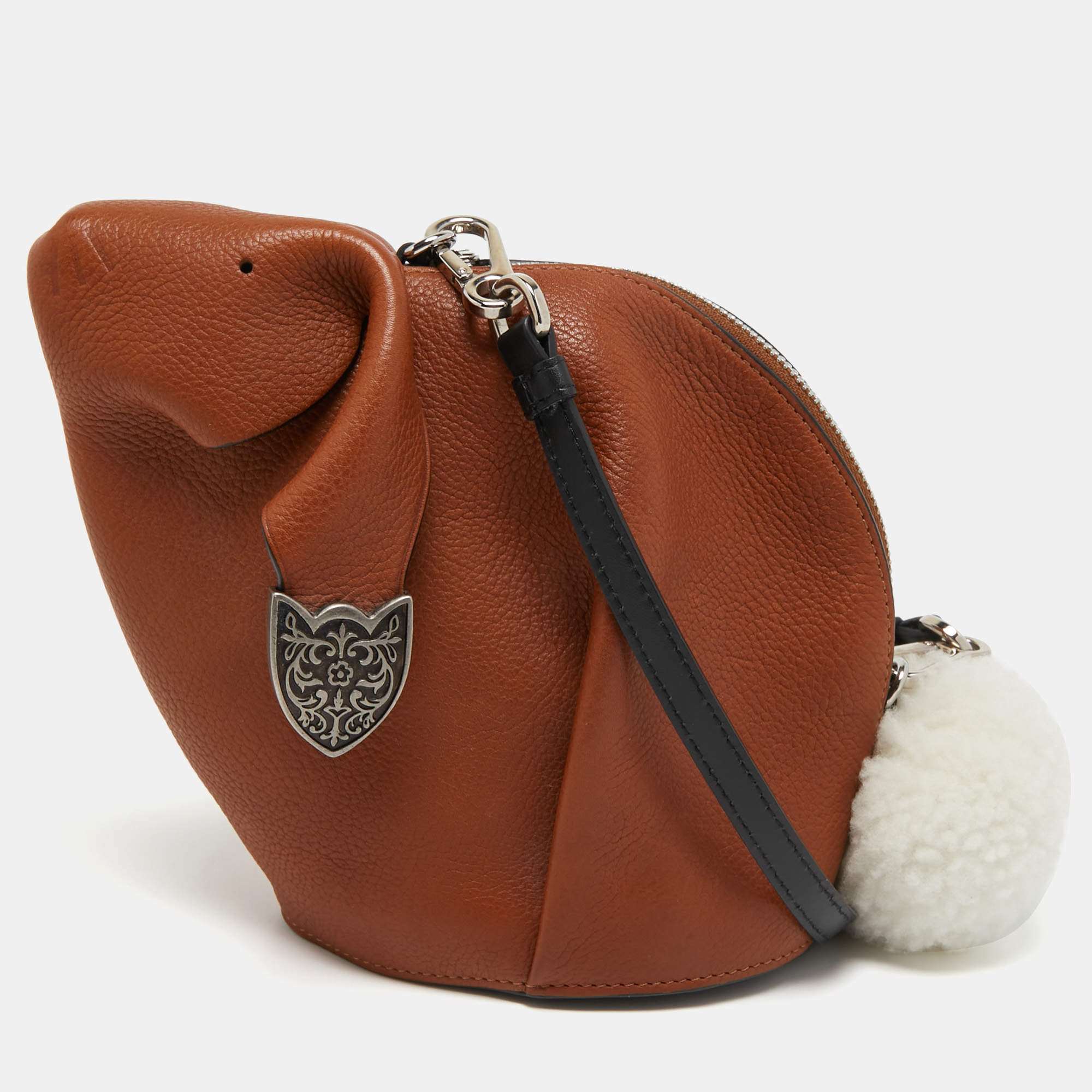 Pre Owned Loewe Brown Leather Bunny Shoulder Bag