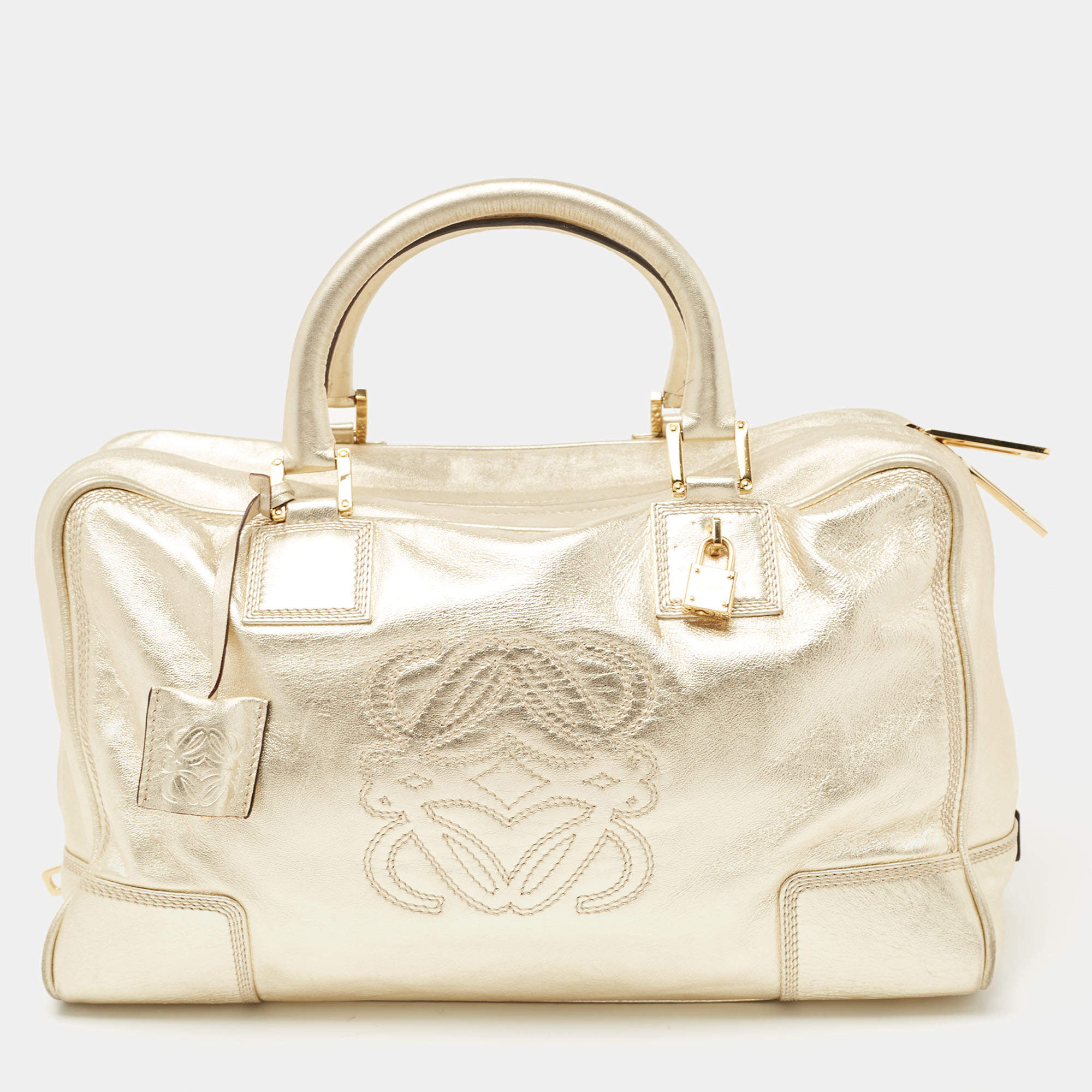Loewe Gold Leather Amazona 36 Satchel 