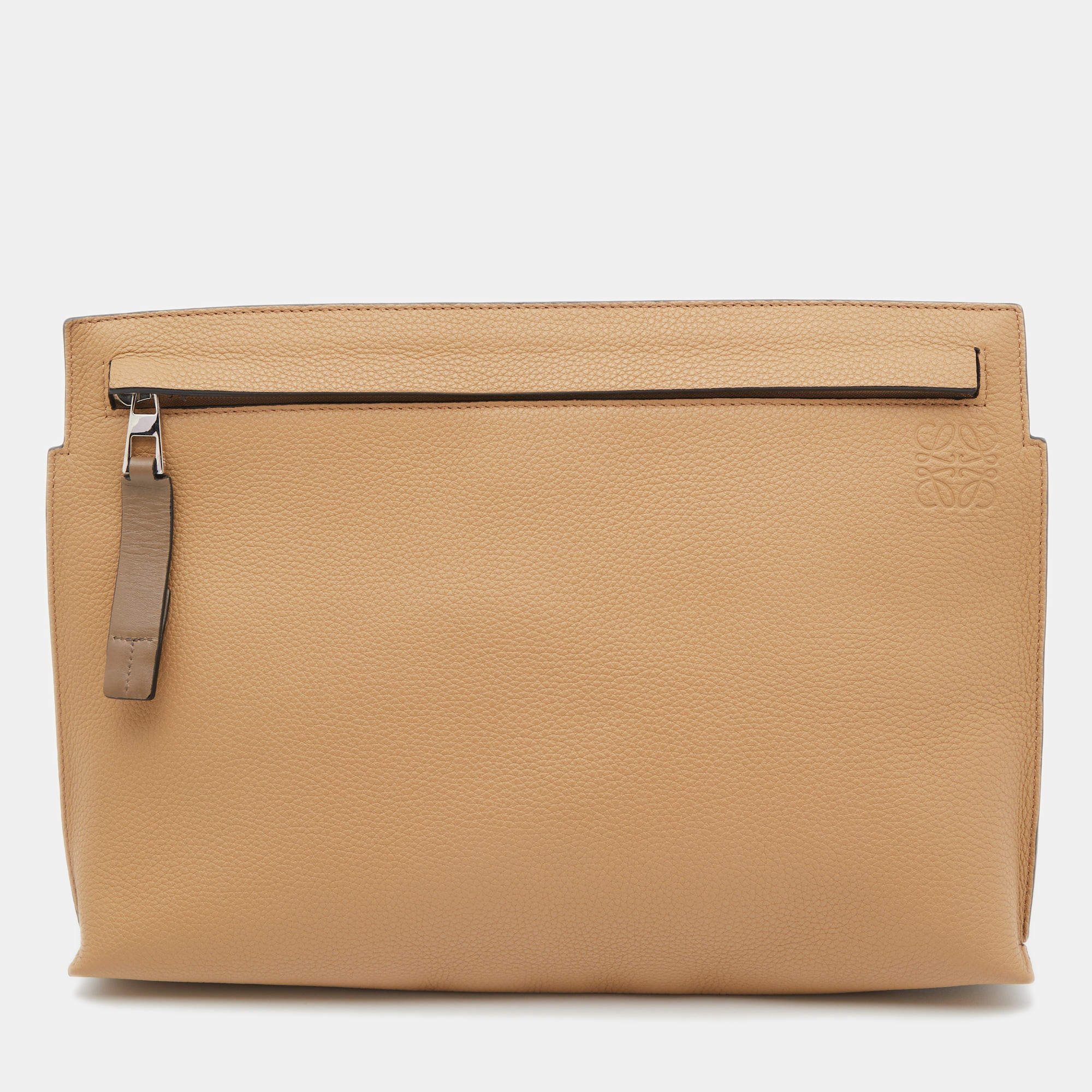 Loewe Beige/Grey Leather T Slim Pouch
