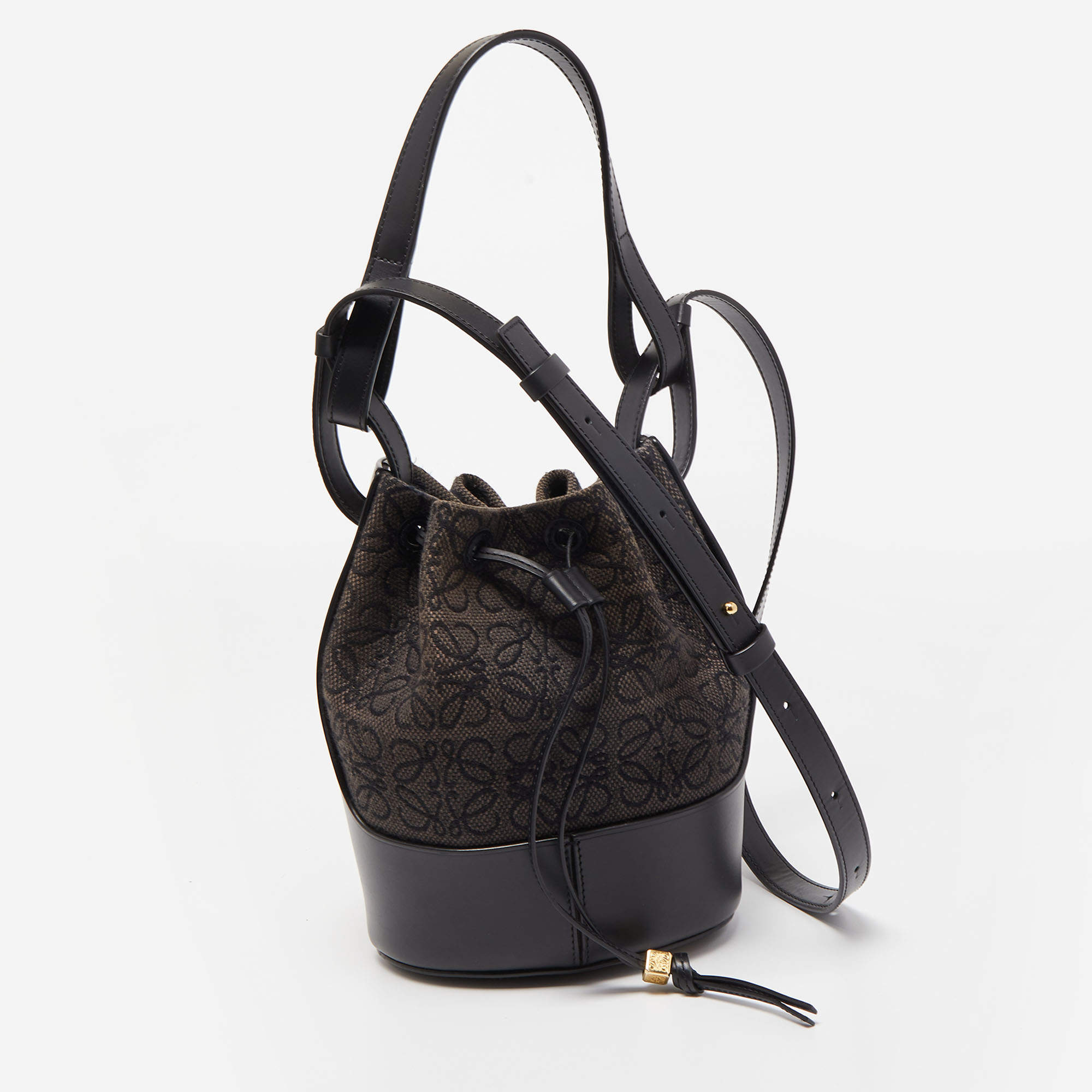 Loewe Black Anagram Canvas and Leather Balloon Bucket Bag Loewe