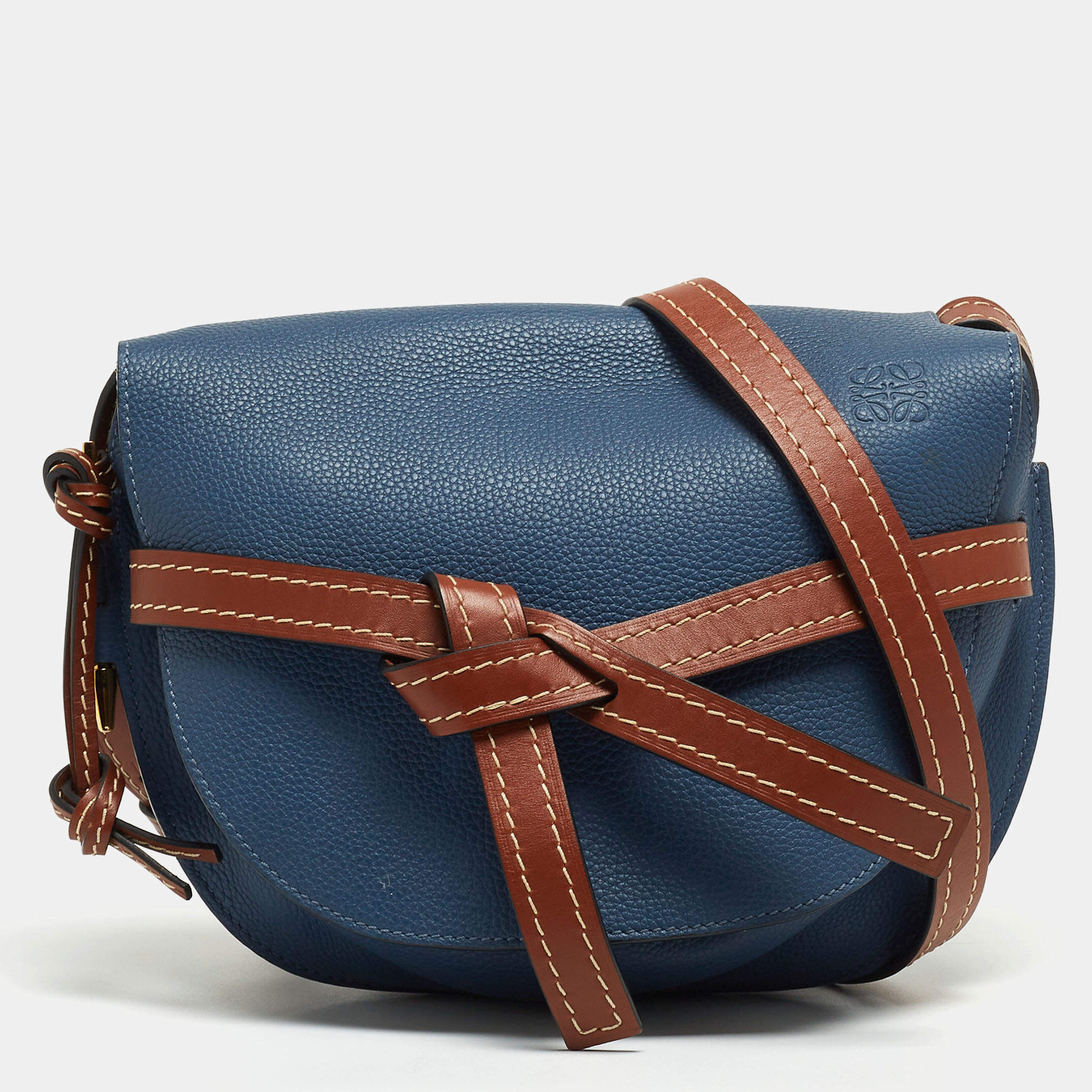 Loewe Blue/Brown Leather Gate Shoulder Bag