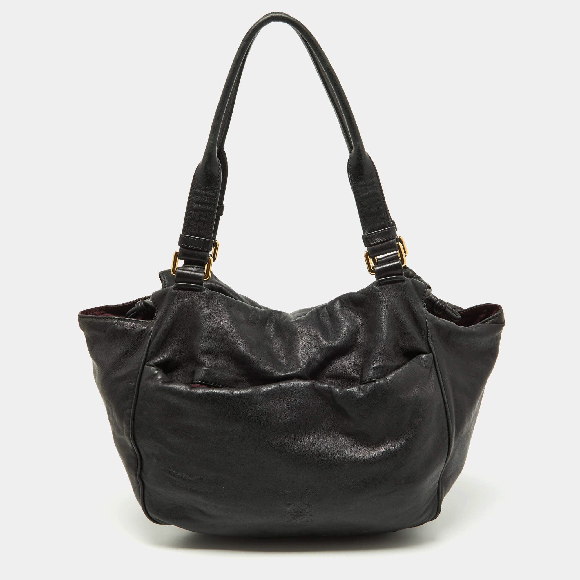 Loewe Black Leather Drawstring Hobo