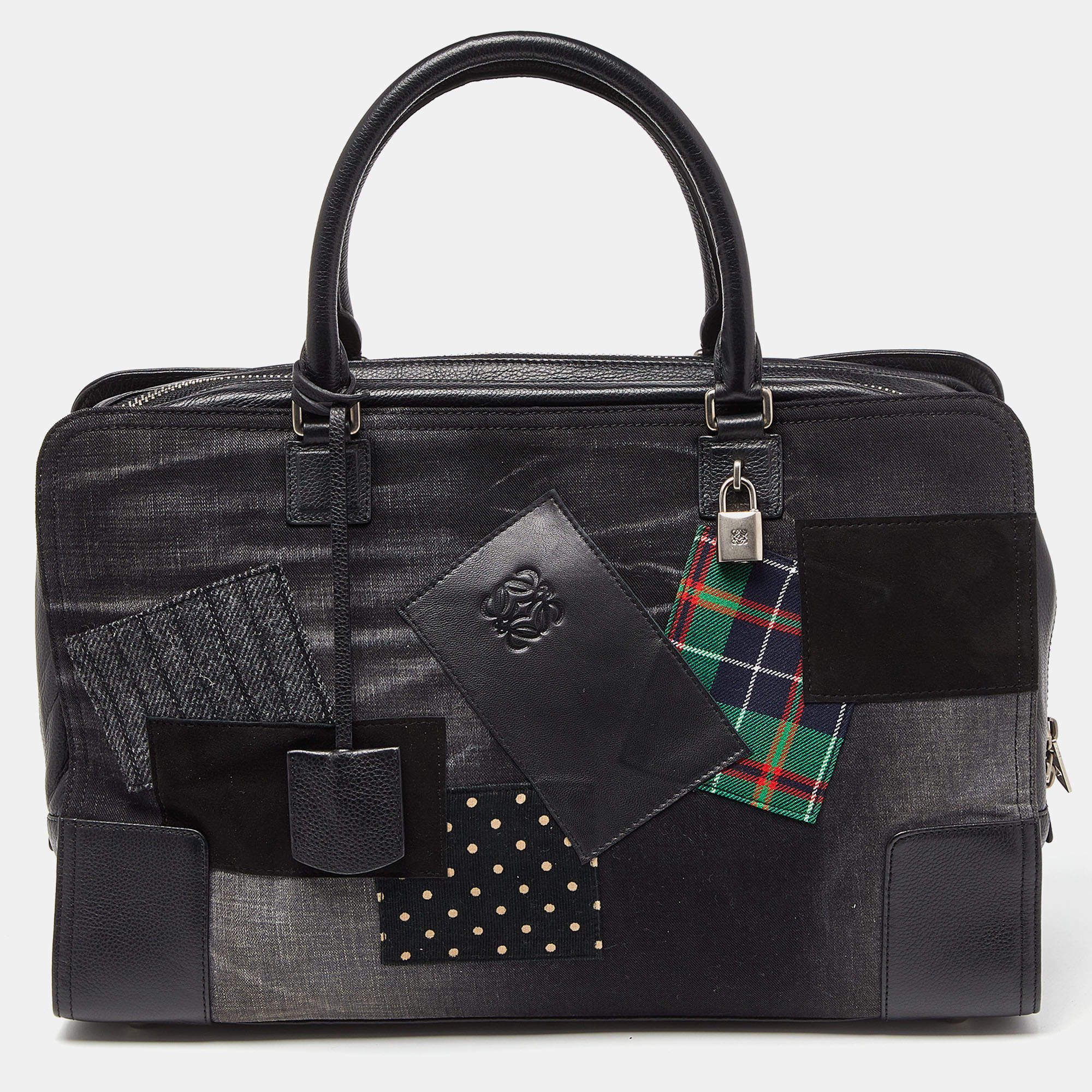 Loewe X Junya Watanabe Multicolour Denim and Leather Amazona Briefcase