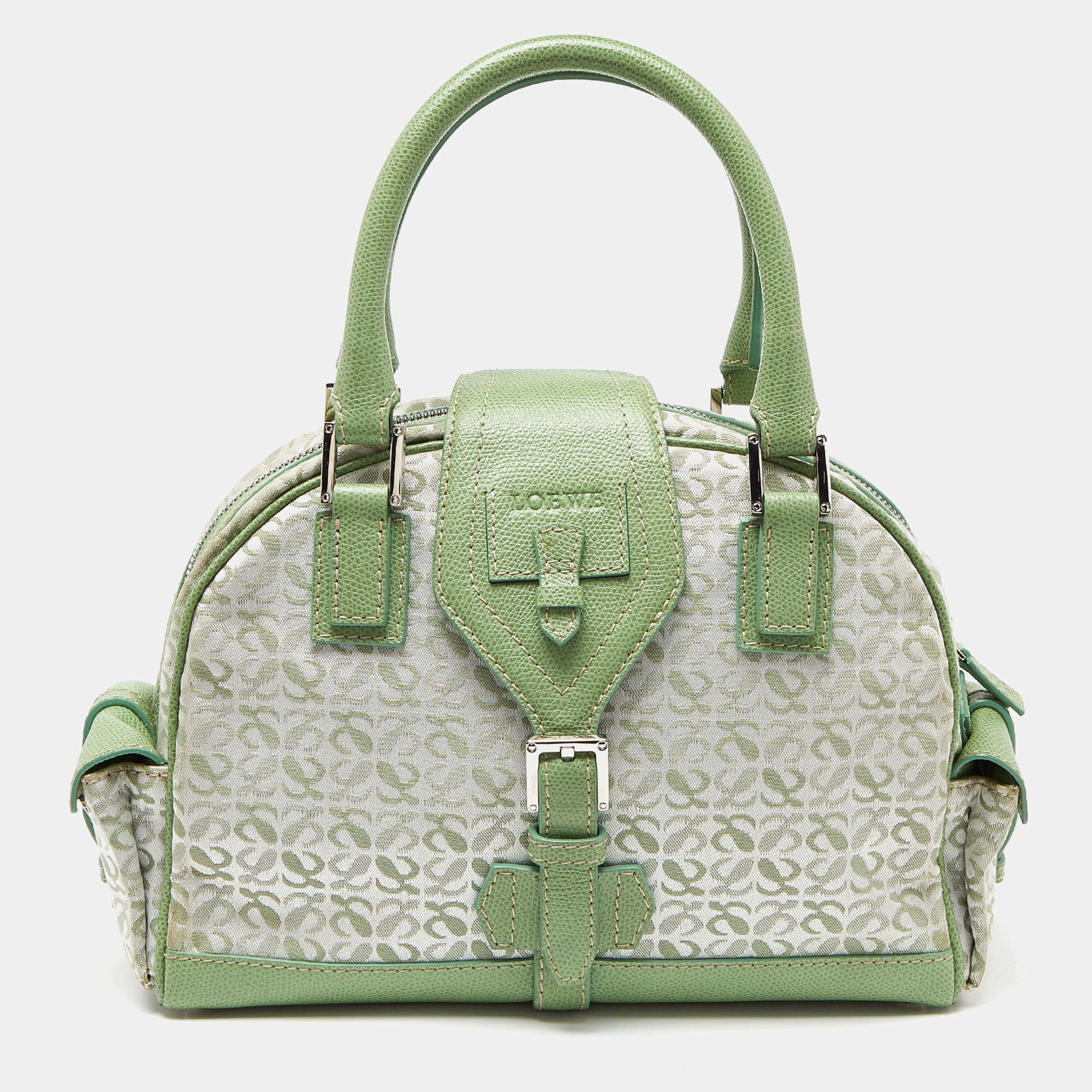 Loewe Green Signature Canvas and Leather Small Bowling Bag
