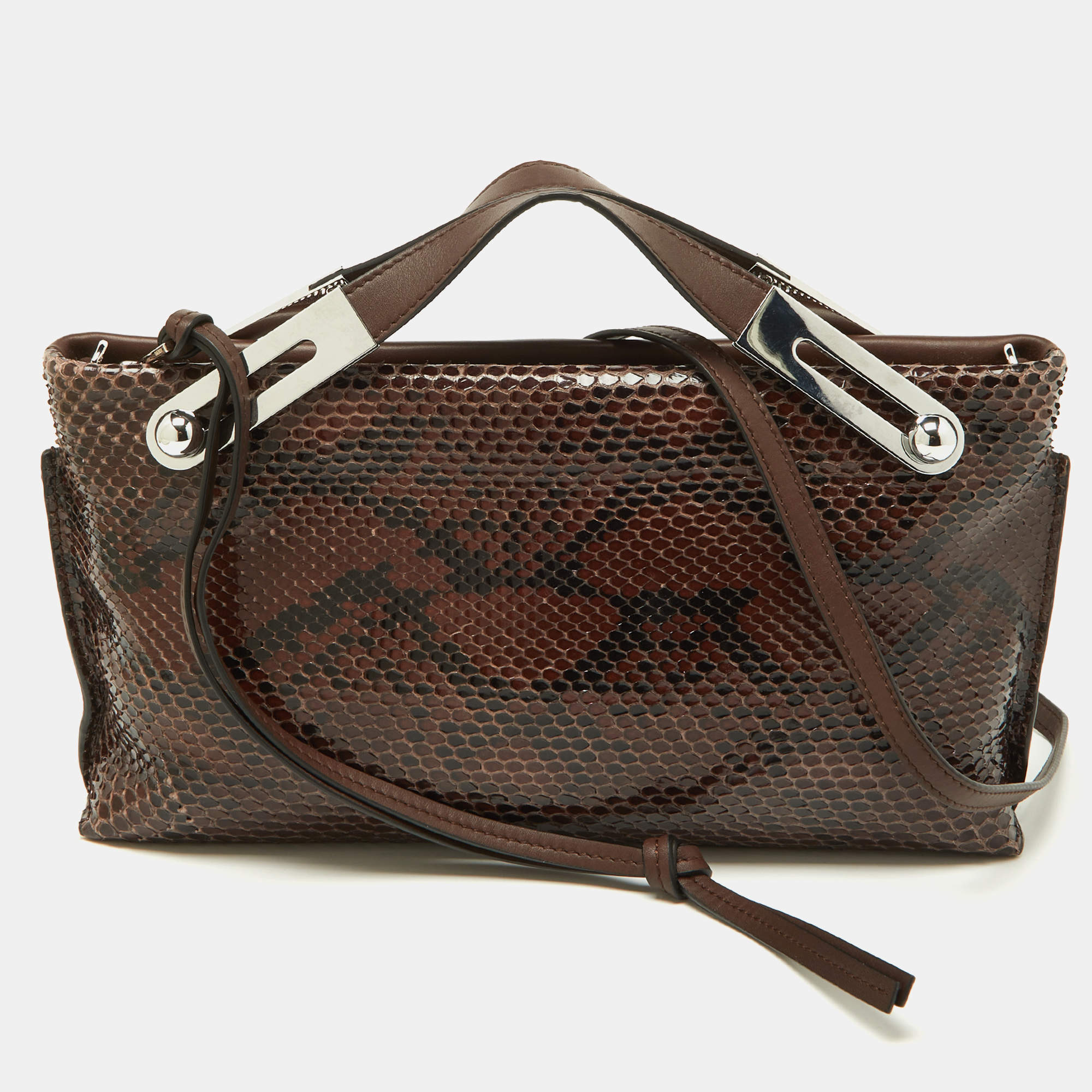 مملوكة مسبقًا Loewe Brown Python and Leather Missy Crossbody Bag