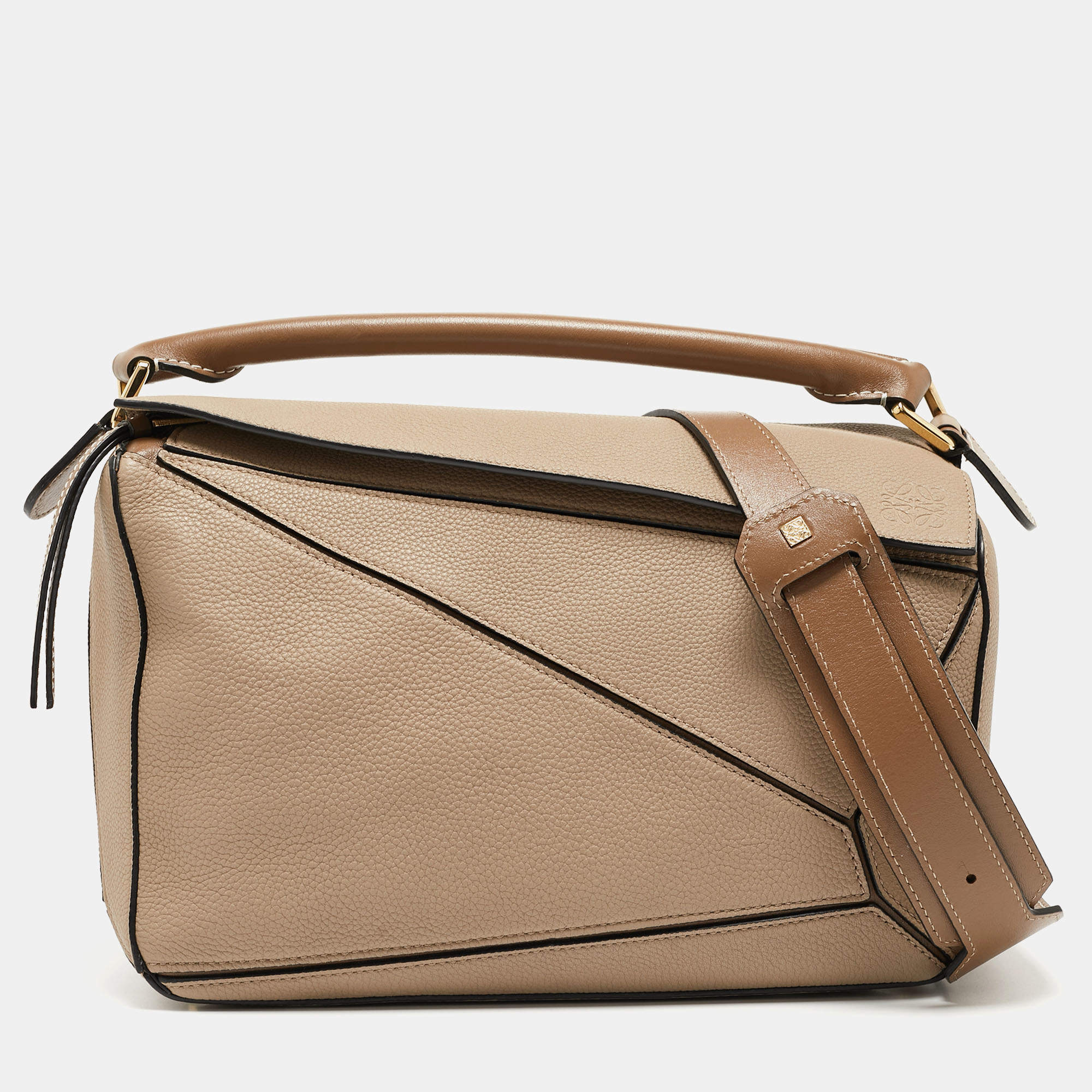 Pre Owned Loewe Brown Leather Medium Puzzle Shoulder Bag