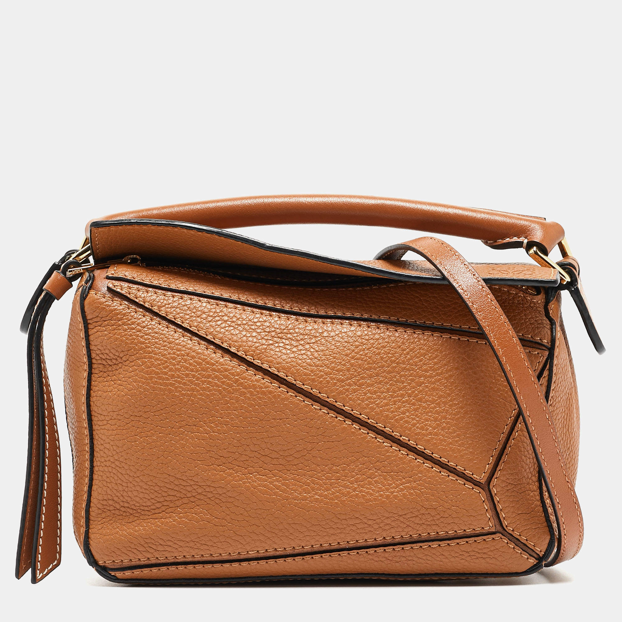 Loewe Brown Leather Mini Puzzle Shoulder Bag Loewe TLC