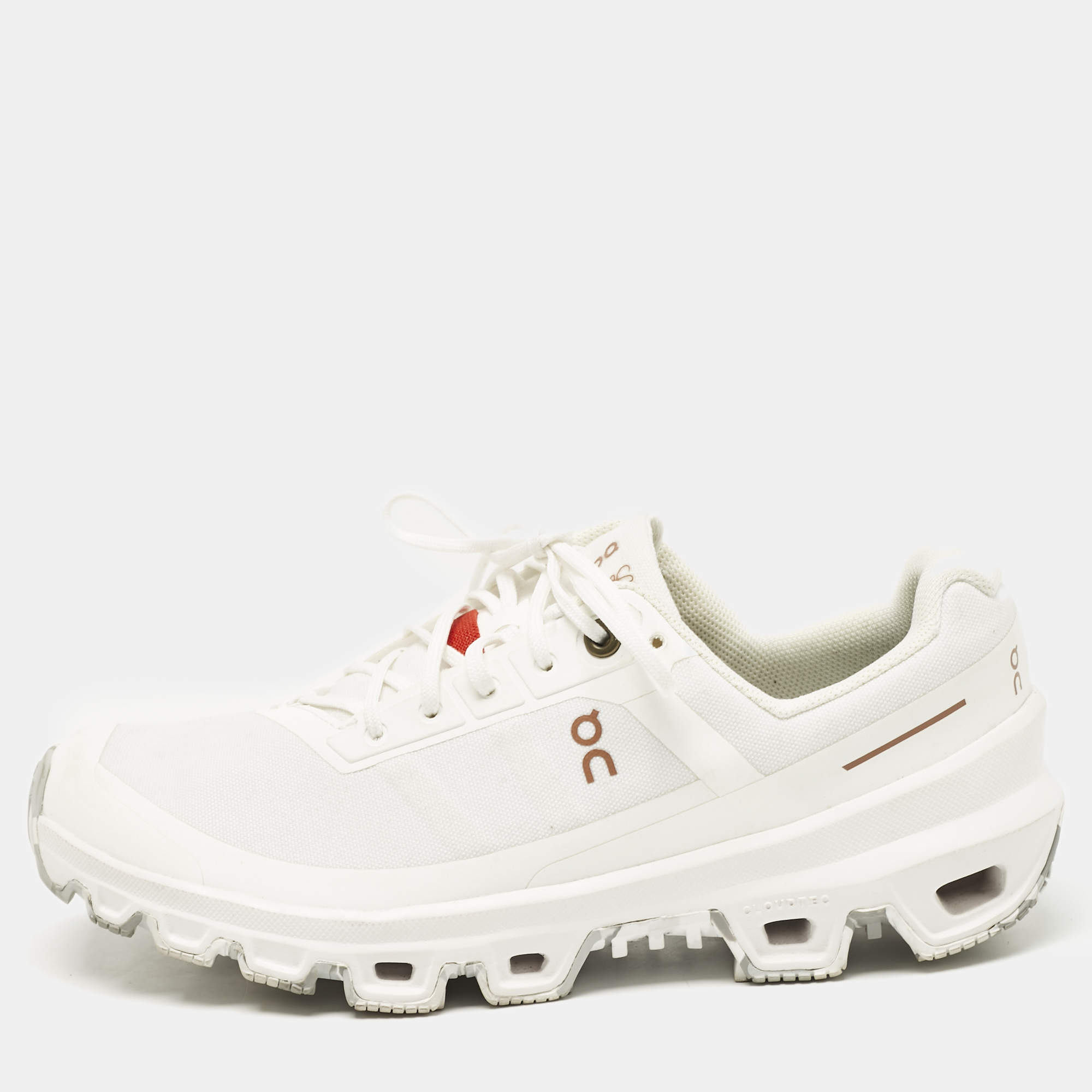 Loewe White Leather and Mesh Polyester Lace Up Sneakers Size 38         