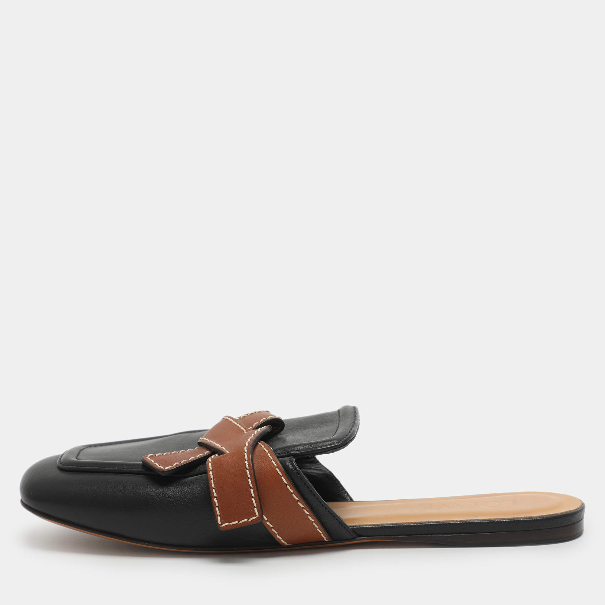 مملوكة مسبقًا Loewe Gate Size 39 Black Leather Flat Mules