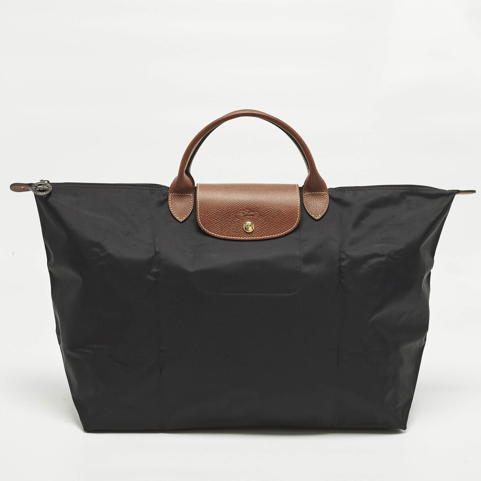 Pre Owned Longchamp Le Pliage Travel Black Nylon Tote