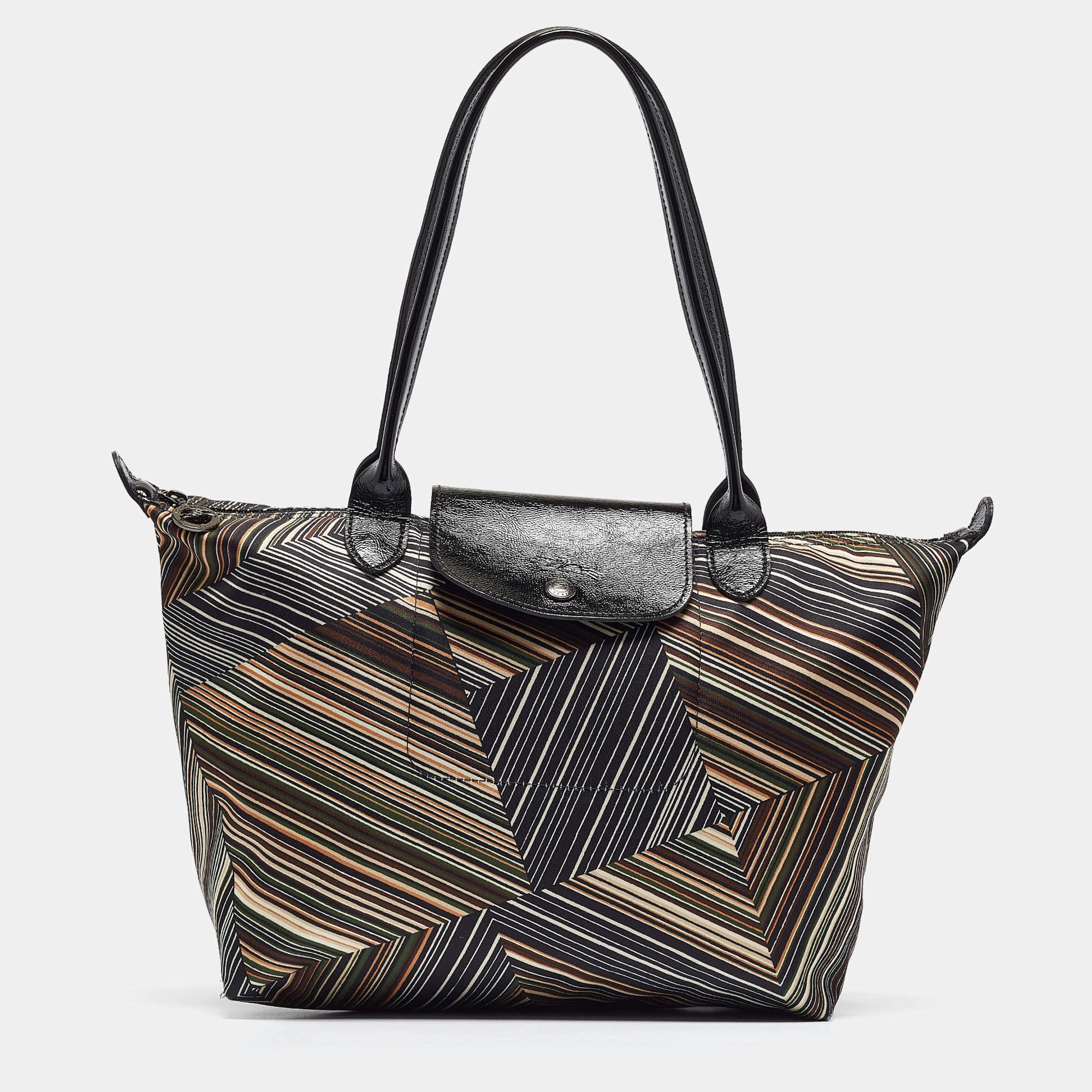 Longchamp Multicolor Satin Op Art Le Pliage Tote