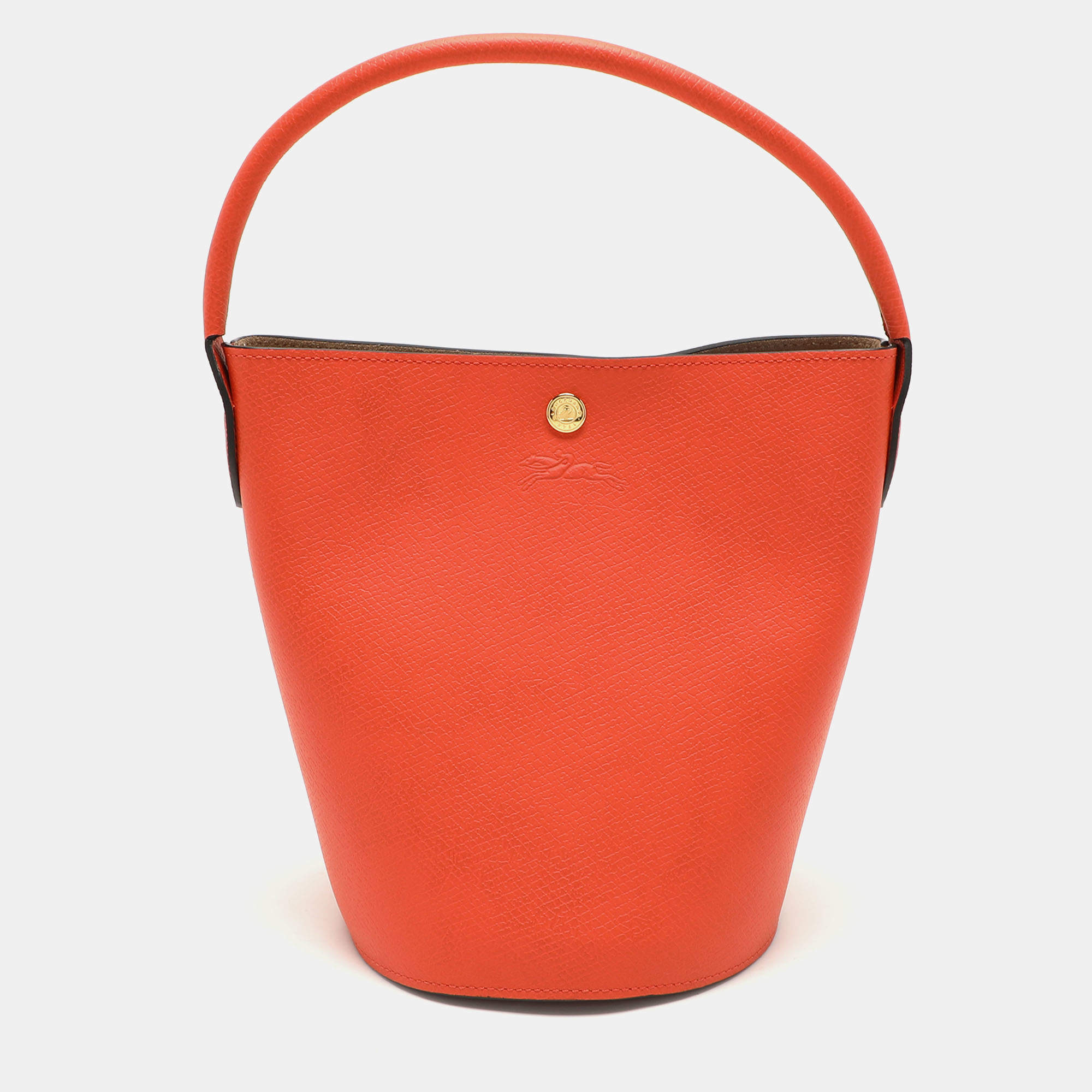 Longchamp Orange Épure Leather Bucket Bag