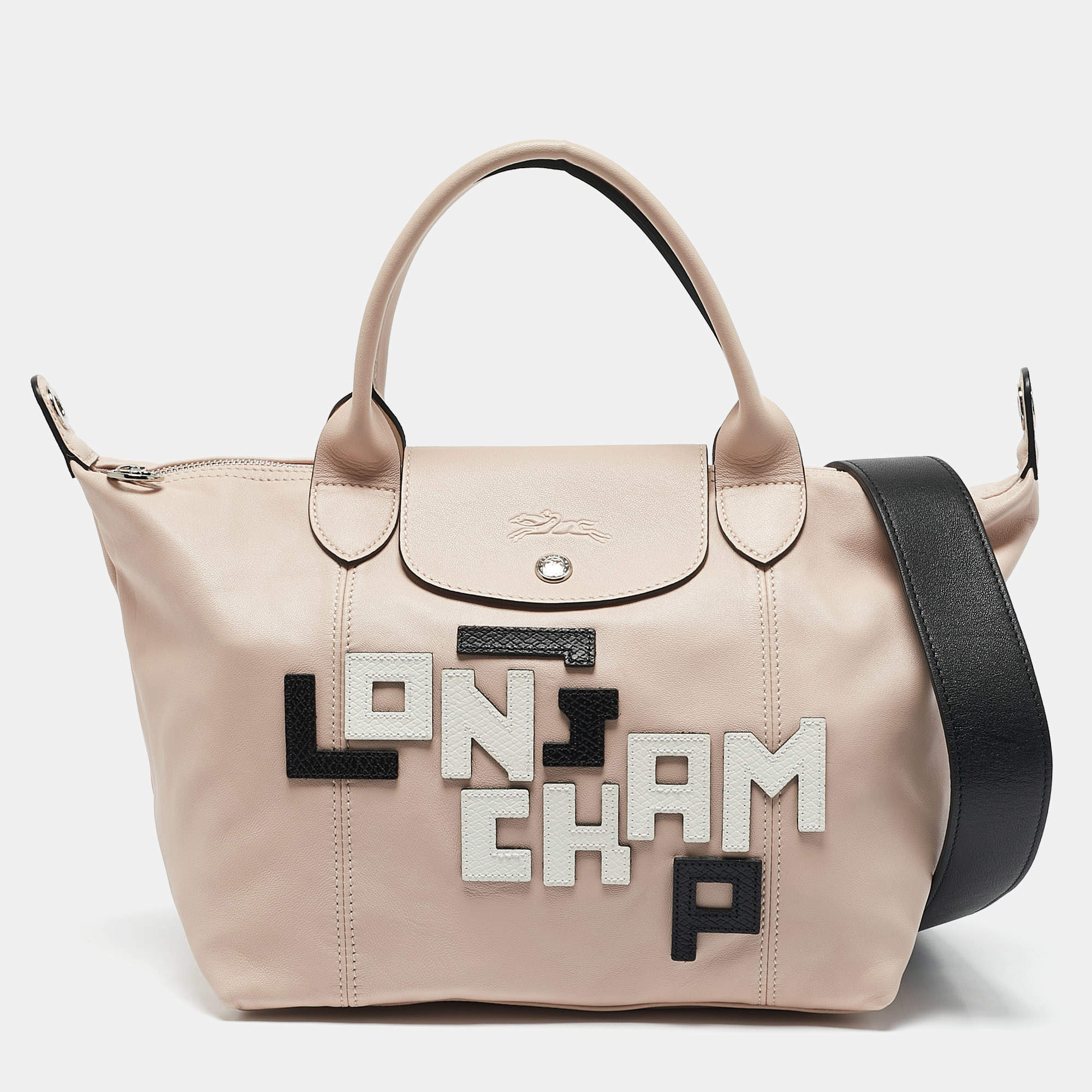 Longchamp Pink Leather Patch Le Pliage Tote