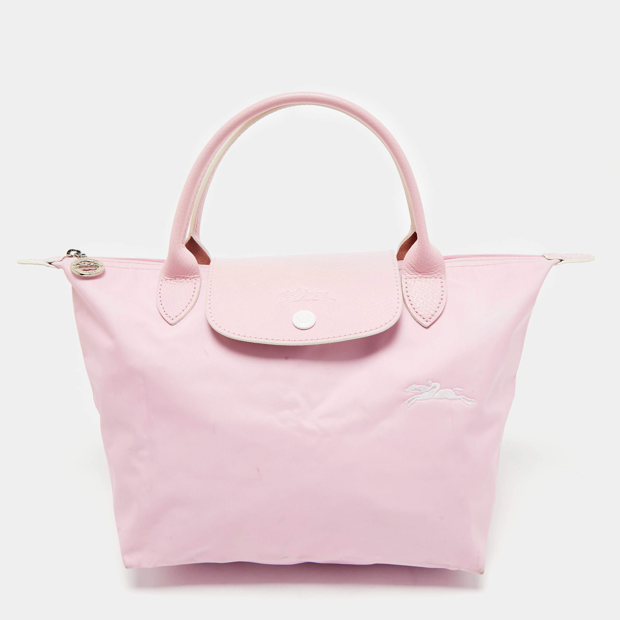 Longchamp Pink Canvas and Leather Small Le Pliage Tote