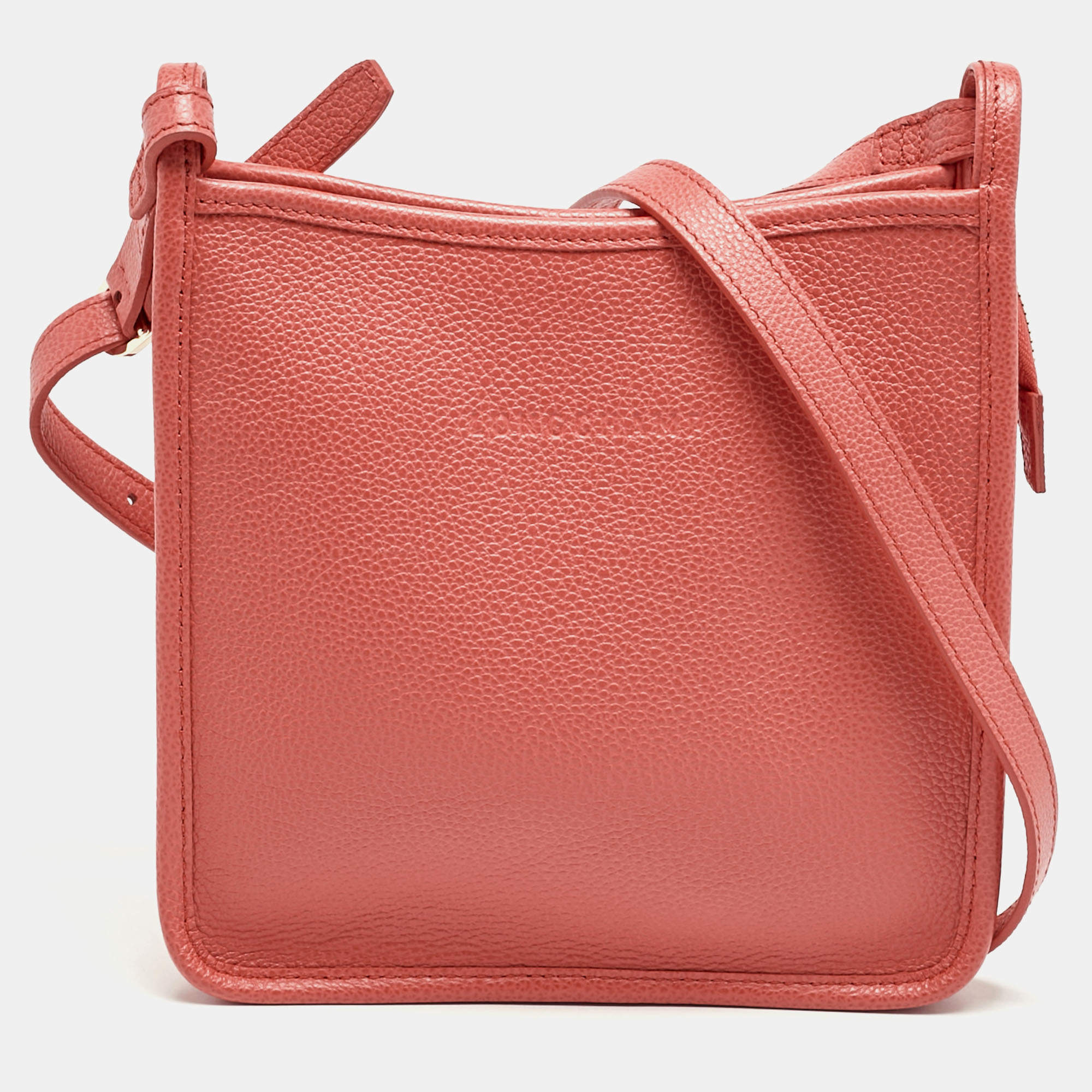 Longchamp Orange Leather Le Foulonné Crossbody Bag