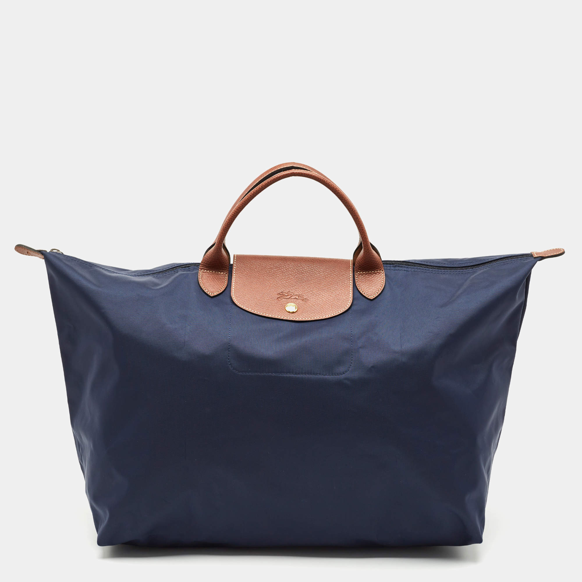 Pre Owned Longchamp Navy Blue Nylon Large Le Pliage Tote