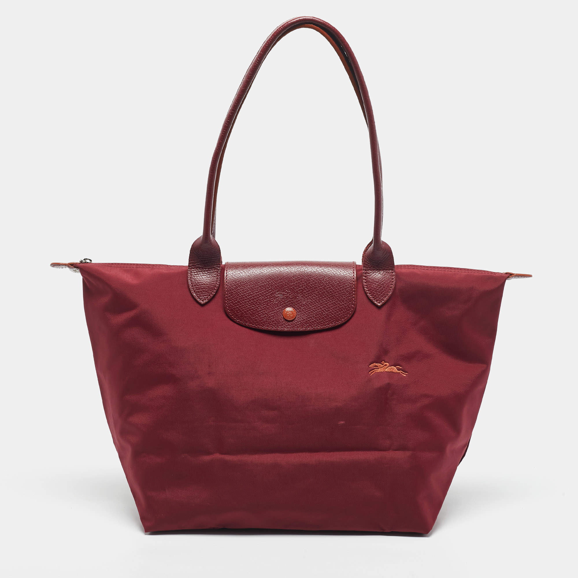 Pre Owned Longchamp Red Nylon Large Le Pliage Tote