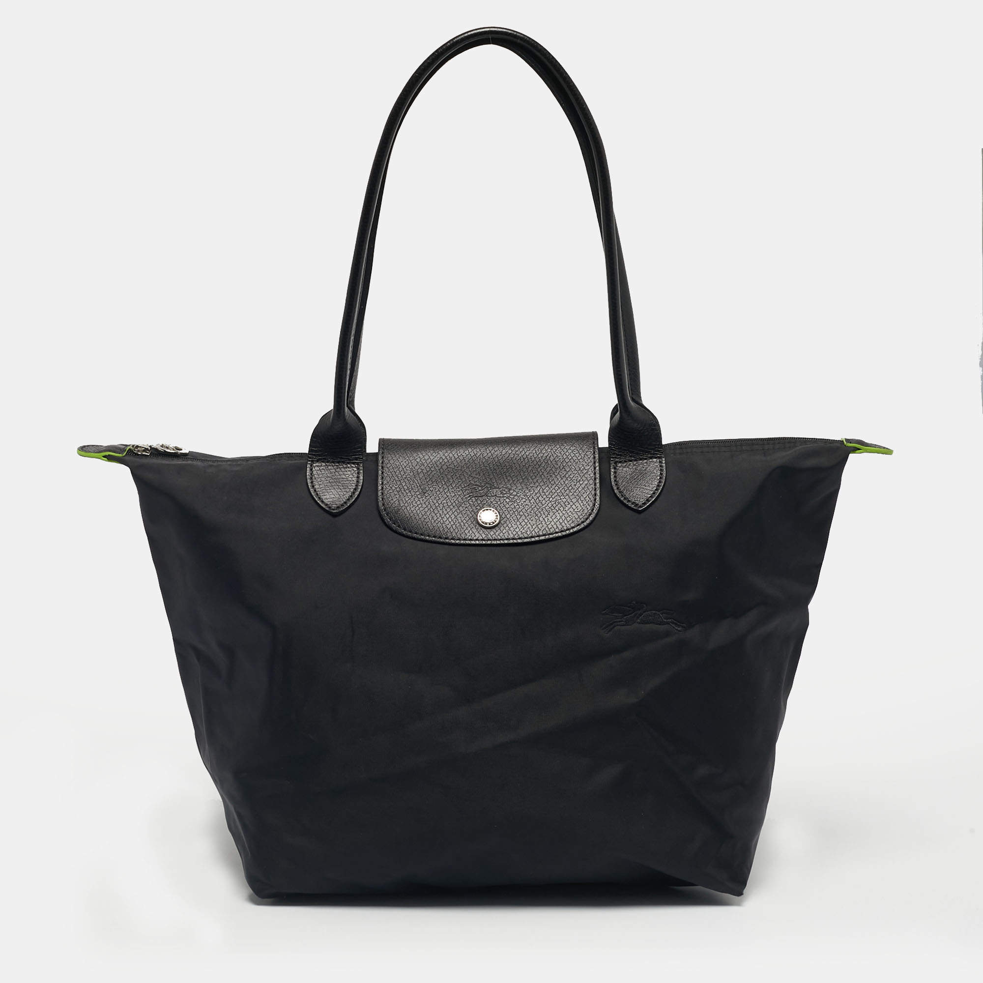 Pre Owned Longchamp Black Nylon Large Le Pliage Tote