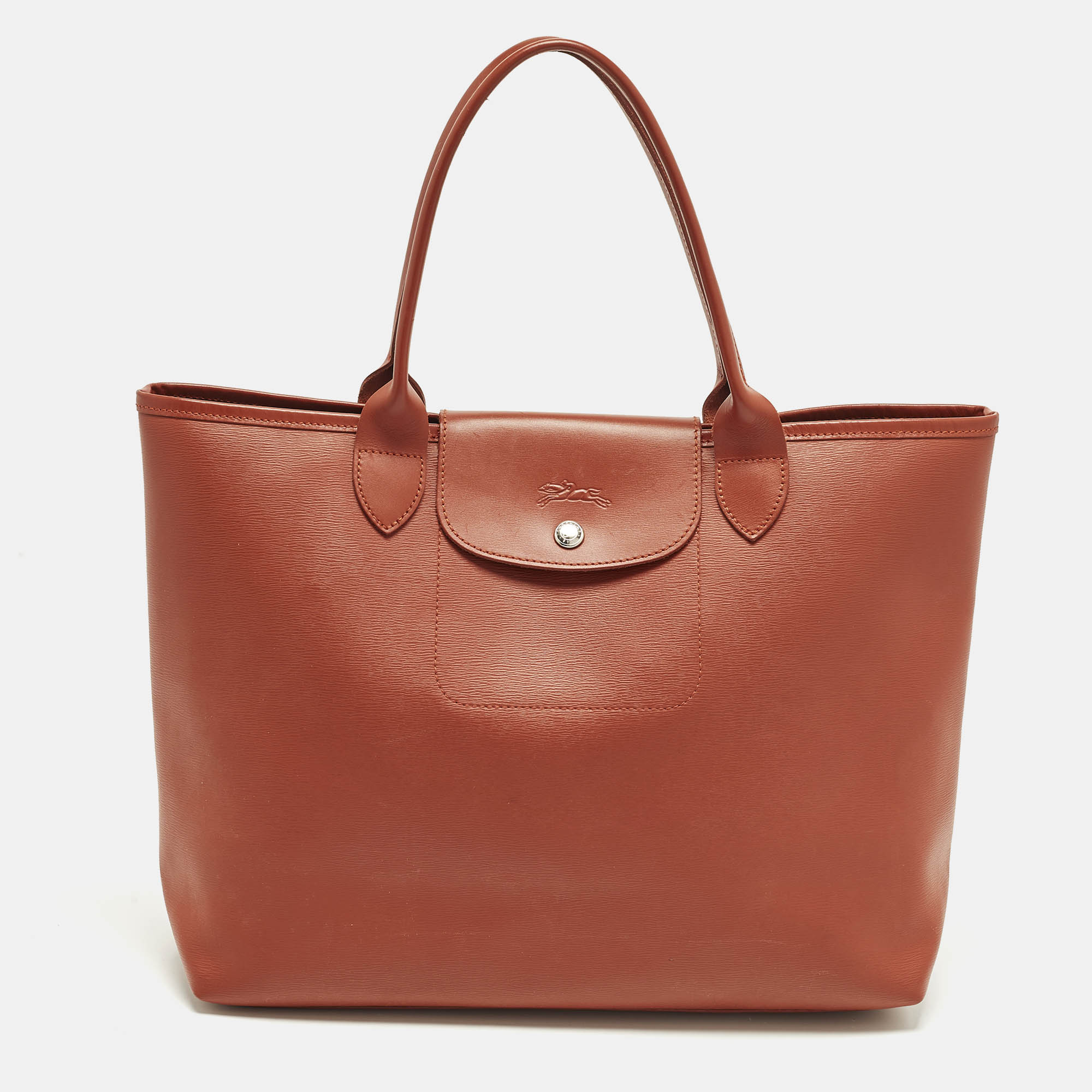 مملوكة مسبقًا Longchamp Le Pliage City L Brown Leather Tote