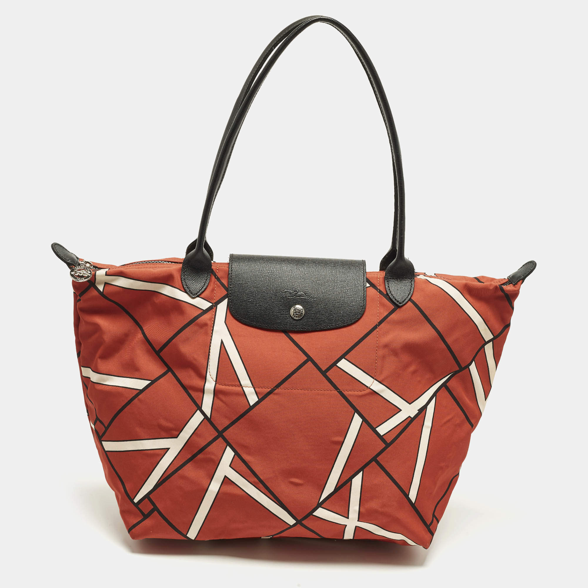 مملوكة مسبقًا Longchamp Le Pliage Medium Tricolor Printed Nylon Tote