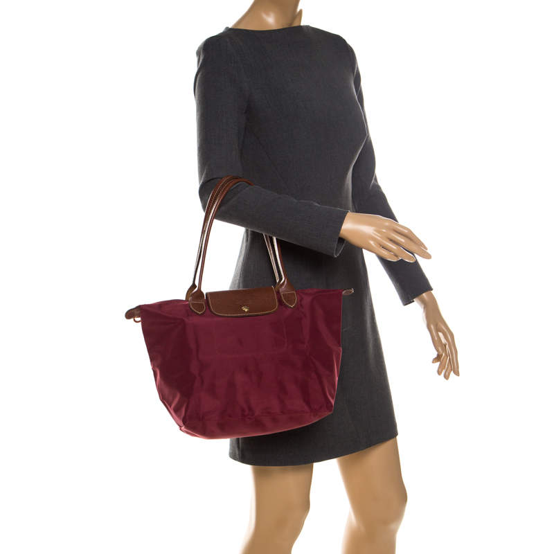 Maroon longchamp sale bag