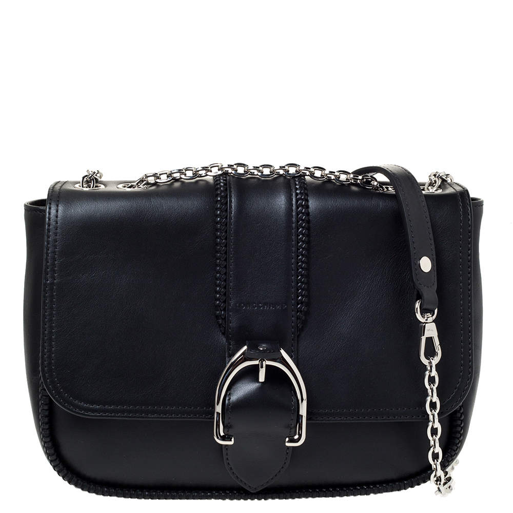Longchamp Black Leather Amazone Shoulder Bag Longchamp | The Luxury Closet