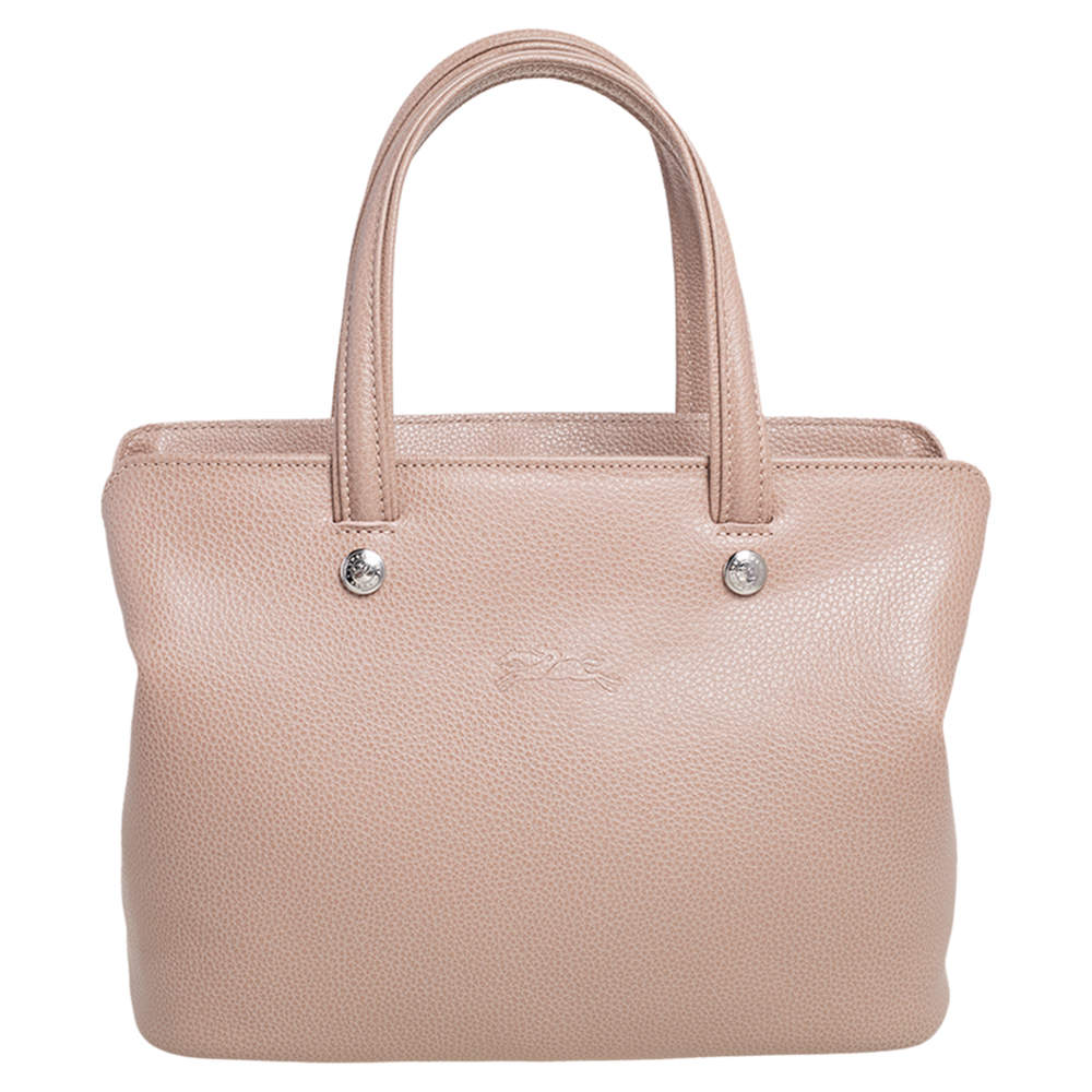 Pre Owned Longchamp Beige Leather Le Foulonne Tote