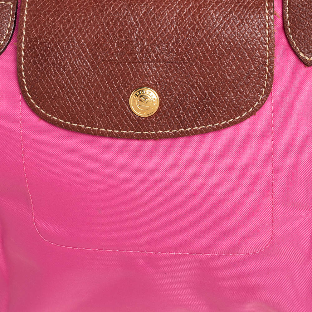 Pliage leather handbag Longchamp Pink in Leather - 34964872