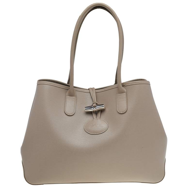 Longchamp Beige Leather Roseau Tote