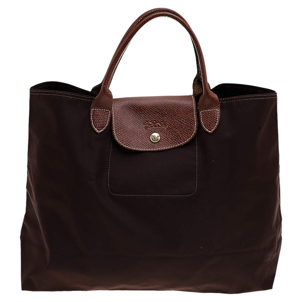 Longchamp Nylon Leather-Trimmed Shoulder Bag - Brown Shoulder Bags, Handbags  - WL866078