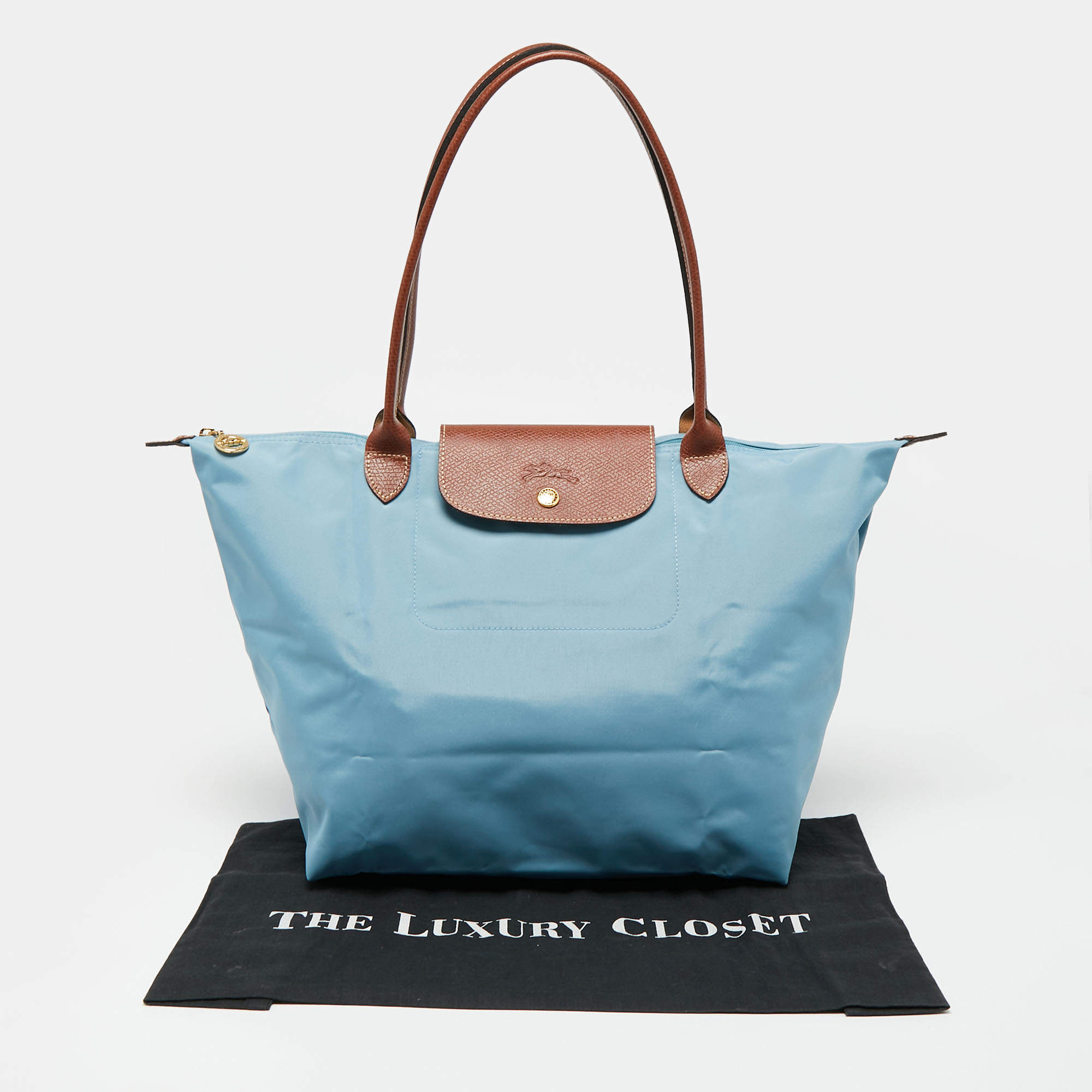 Totes bags Longchamp - Le Pliage medium blue leather hand bag - 1515737556