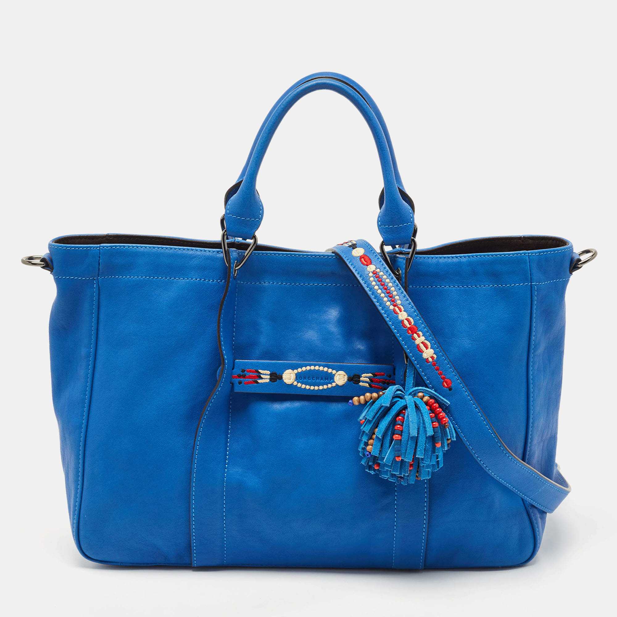 Longchamp Blue Leather 3D Massai Tote