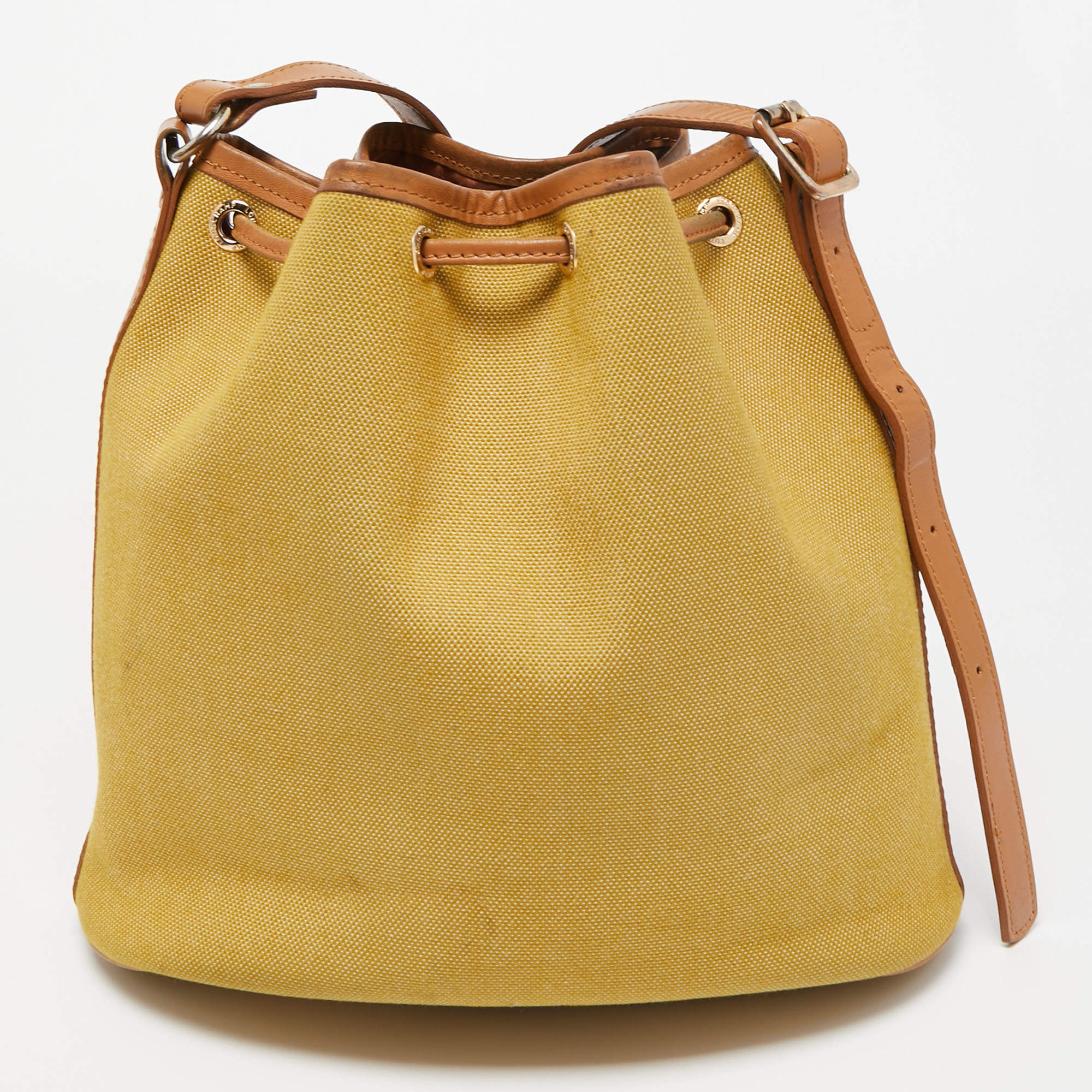 Longchamp Yellow Canvas and Leather Crossbody Bag Longchamp