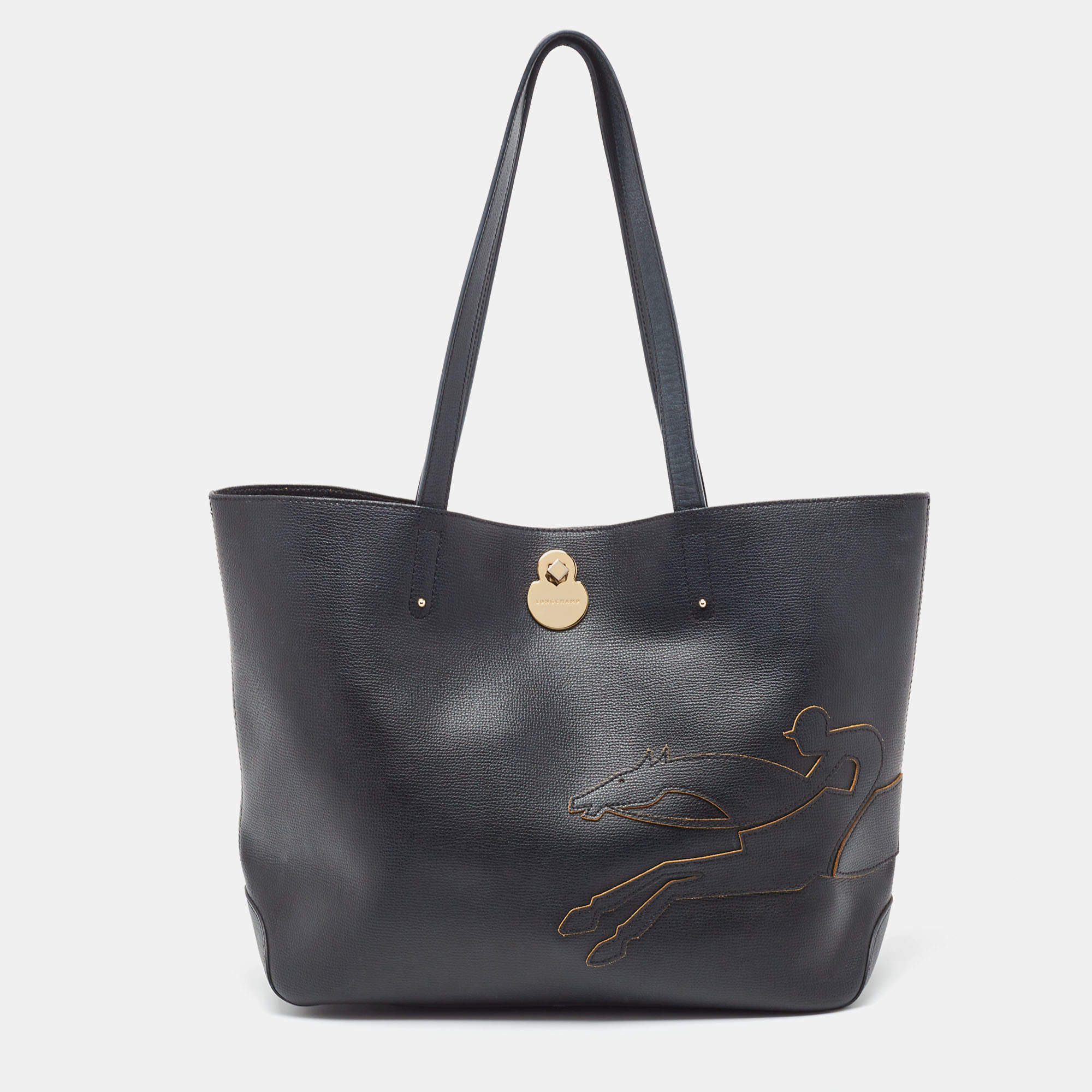 Longchamp Midnight Blue Leather Shop It Tote
