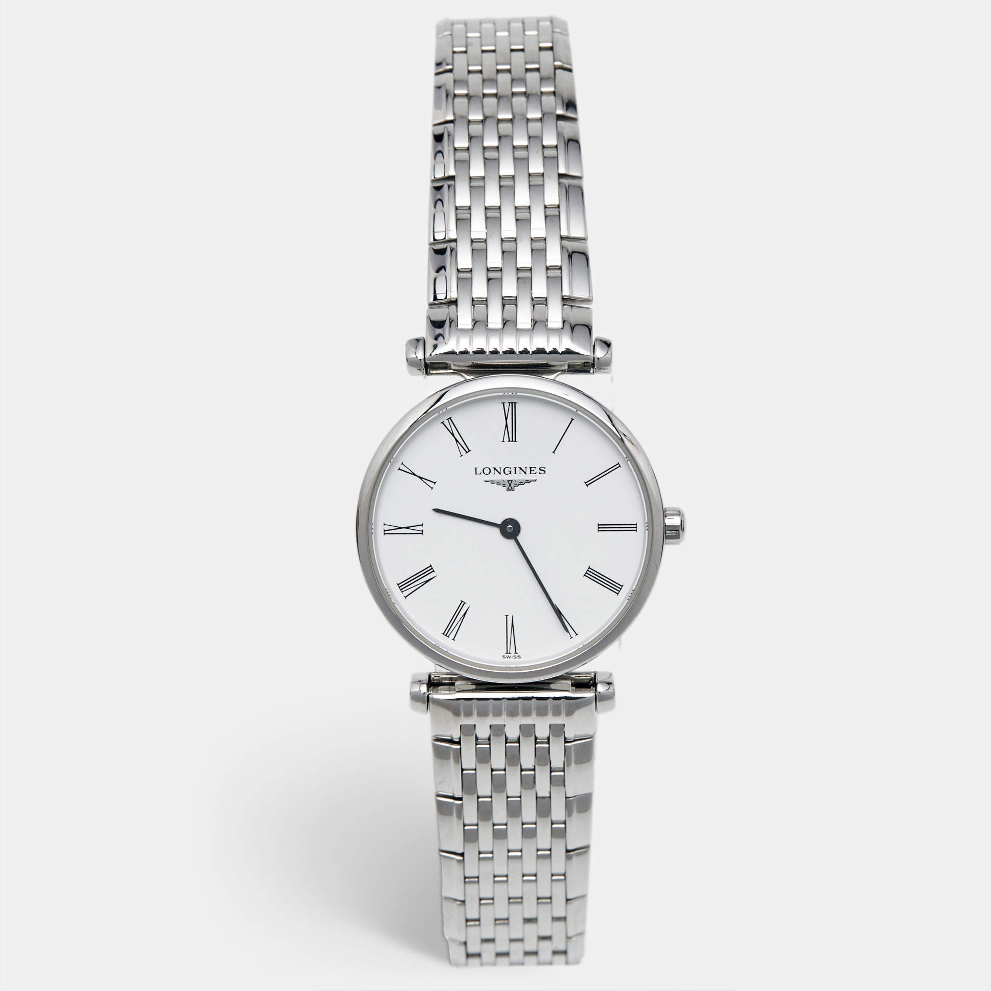 Pre Owned Longines White Dial Stainless Steel La Grande Classique De Longines L42094116 Women's Wristwatch 24 mm