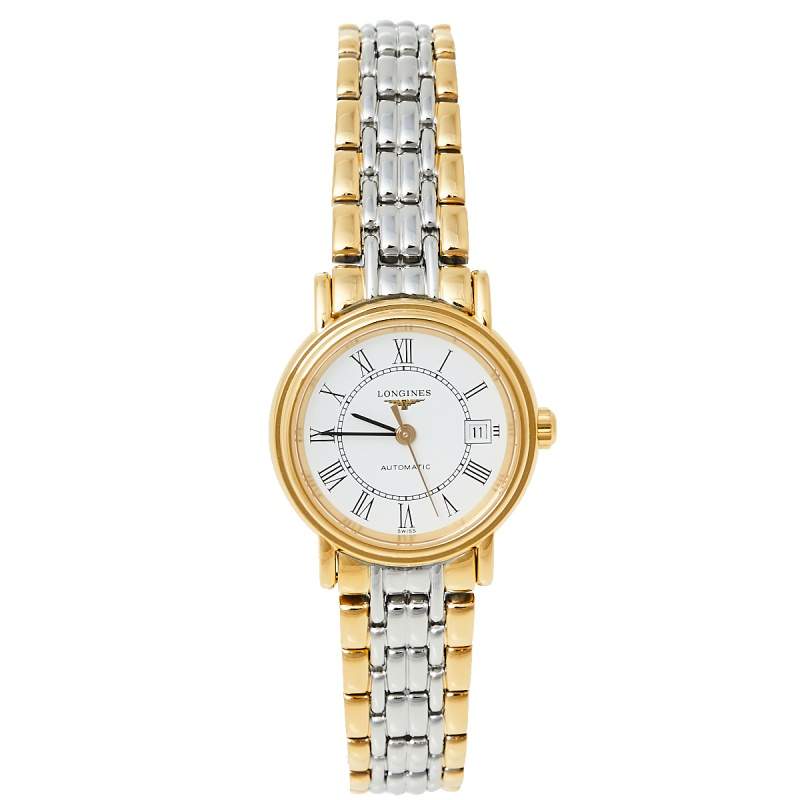 Pre Owned Longines White Two-Tone Stainless Steel Présence L4.321.2.11.7 Women's Wristwatch 25.50 mm