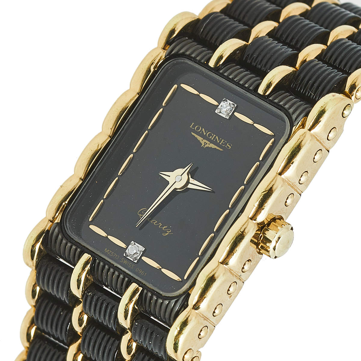 Longines ladies watch black face hotsell