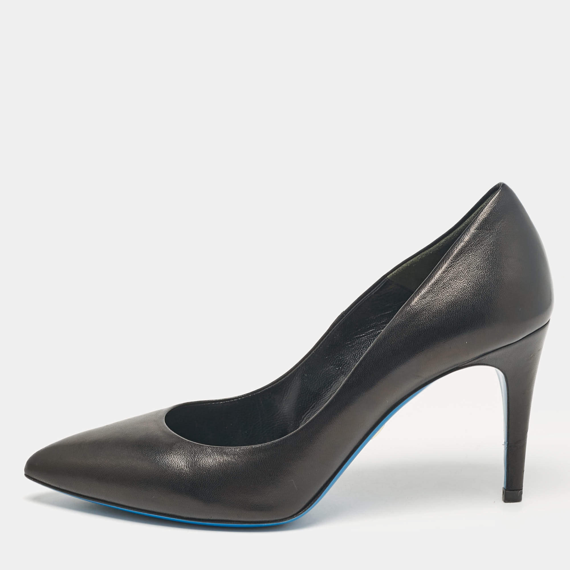 Loriblu Black Leather Pointed Toe Pumps Size 39