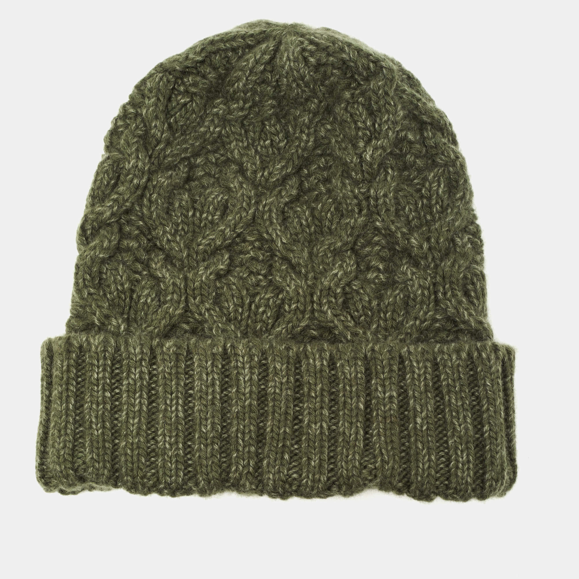 Pre Owned Loro Piana Green Baby Cashmere Knit Penhill Beanie Hat