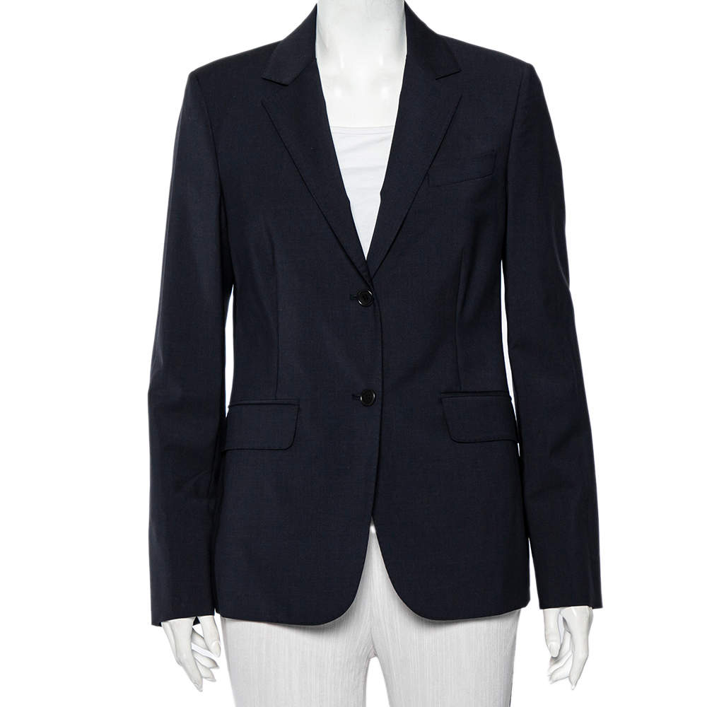 Pre Owned Loro Piana Navy Blue Wool Button Front Nolan Blazer M